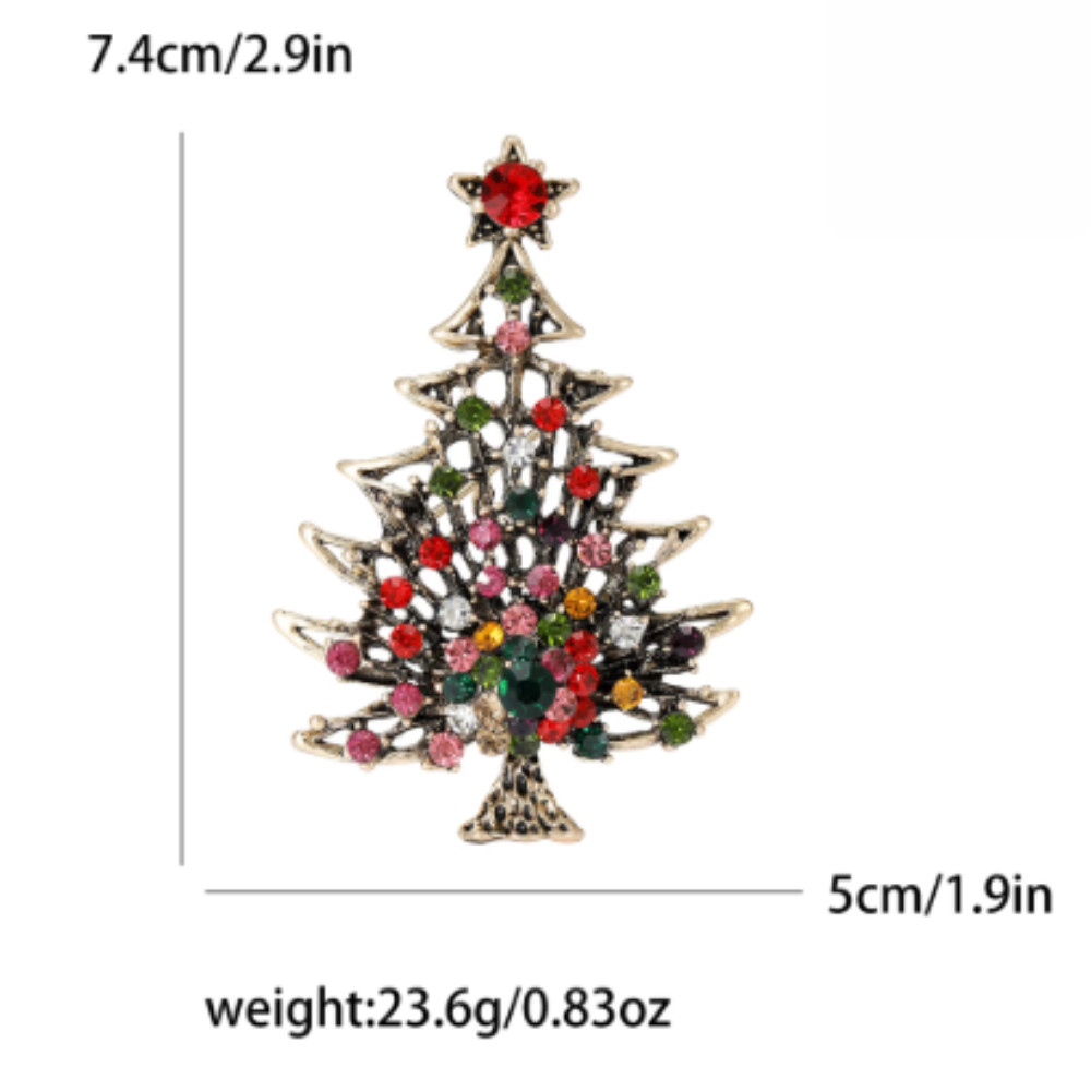 Vibrant Christmas Tree Enamel Brooch Alloy Rhinestone Mosaic Badge Pin Party New