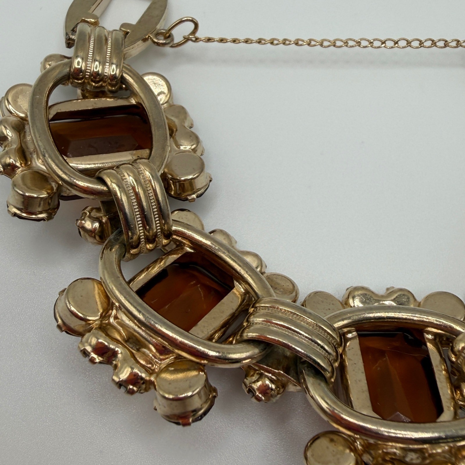 Juliana Elster & DeLizza VTG Smoky Topaz Rhinestone Bracelet and Earrings Set
