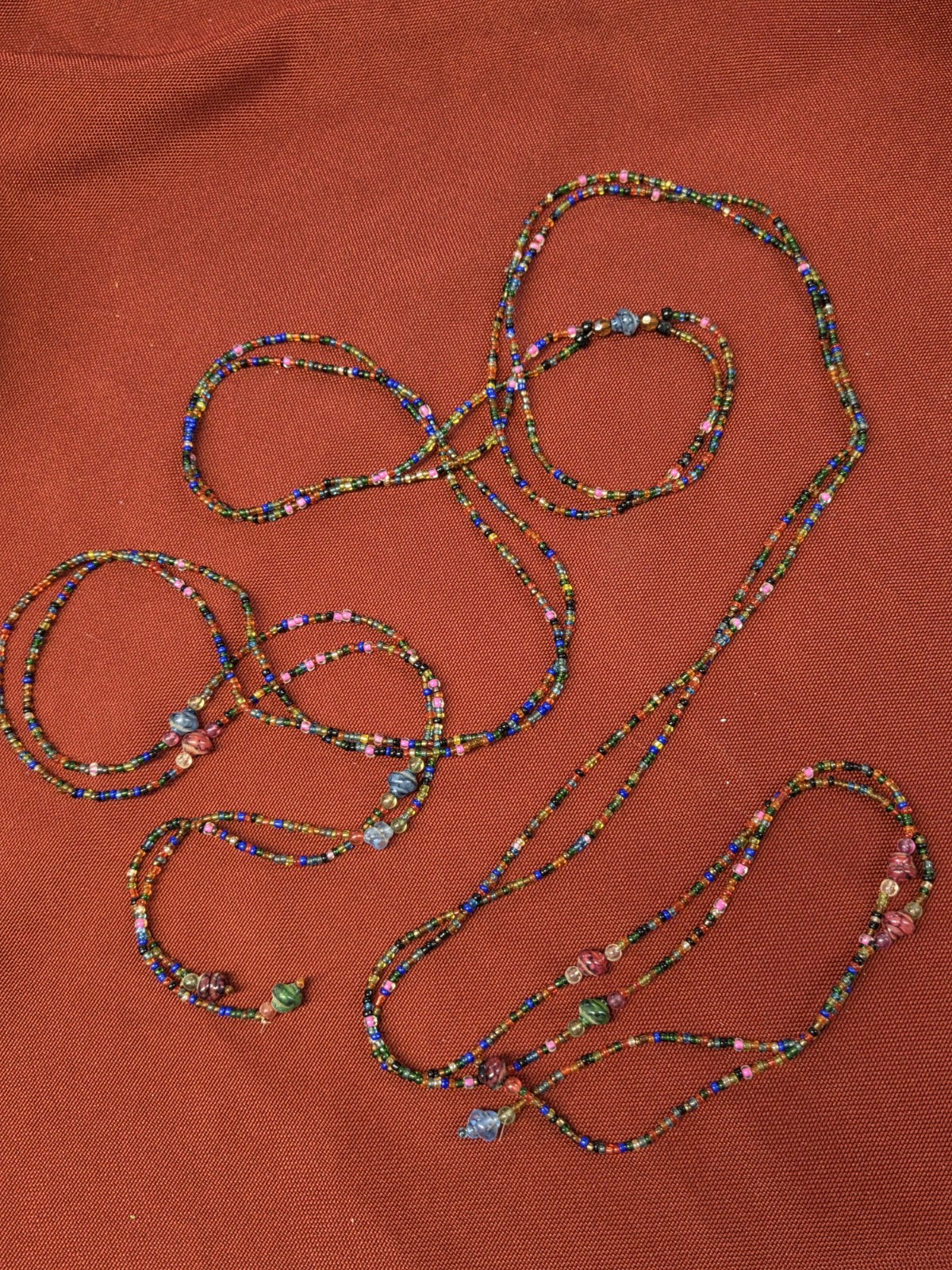 Vintage Multi-Strand Seed Bead Necklace 4 Strand Wrap Boho Tribal Glass Beads…