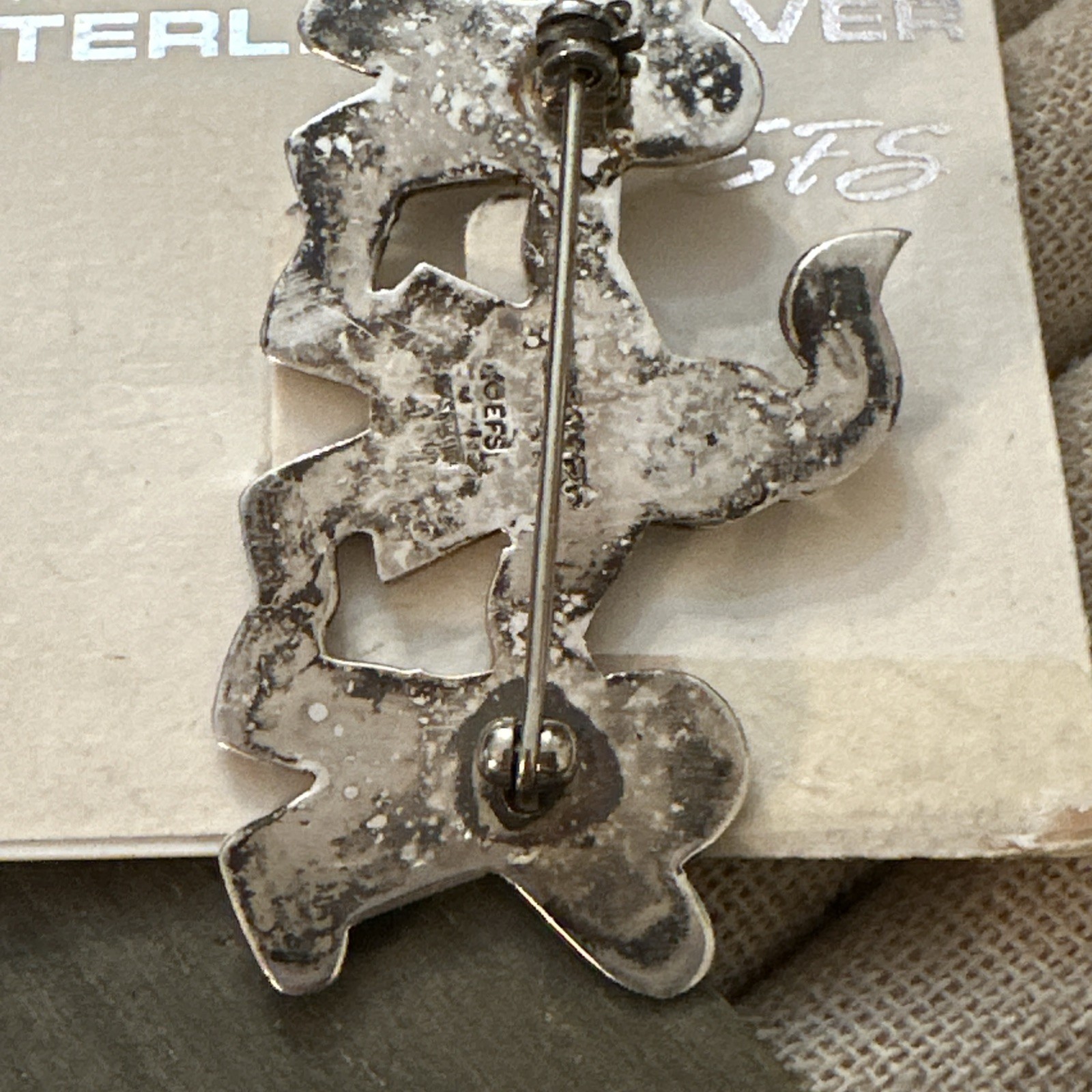 VINTAGE MEXICO STERLING SLVER 925 BOYS & GIRL SAVE THE WORLD BROOCH PIN