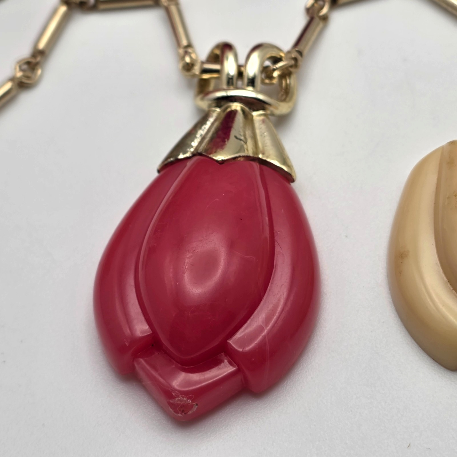 Vintage Sarah Coventry Interchangeable Tulip Necklace 23.5 In Gold Bar Link