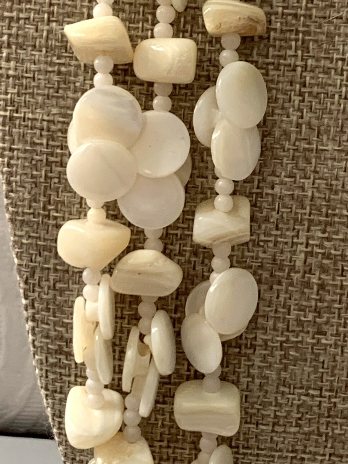 VINTAGE MULTI STRAND NECKLACE STONE & Shell NECKLACE Marked Japan