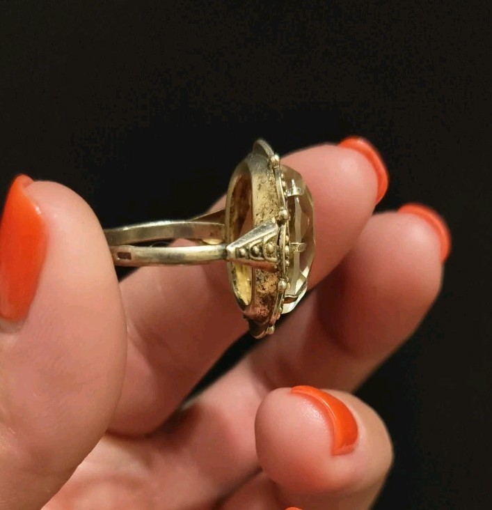 Vintage Gilt Silver Engagement Ring 875 soviet Women’s Jewelry