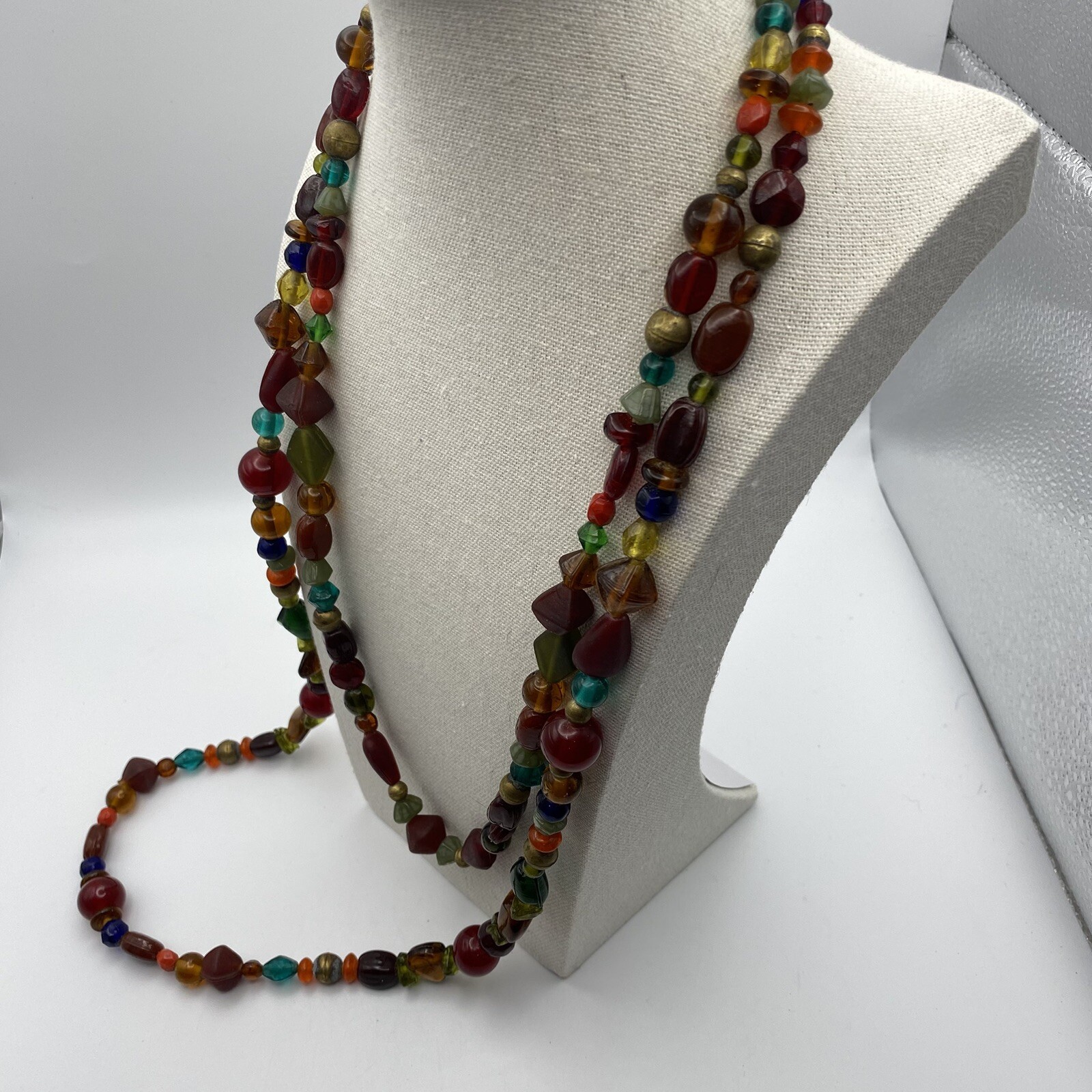 Vtg. Glass And Acrylic Beaded Necklace Long