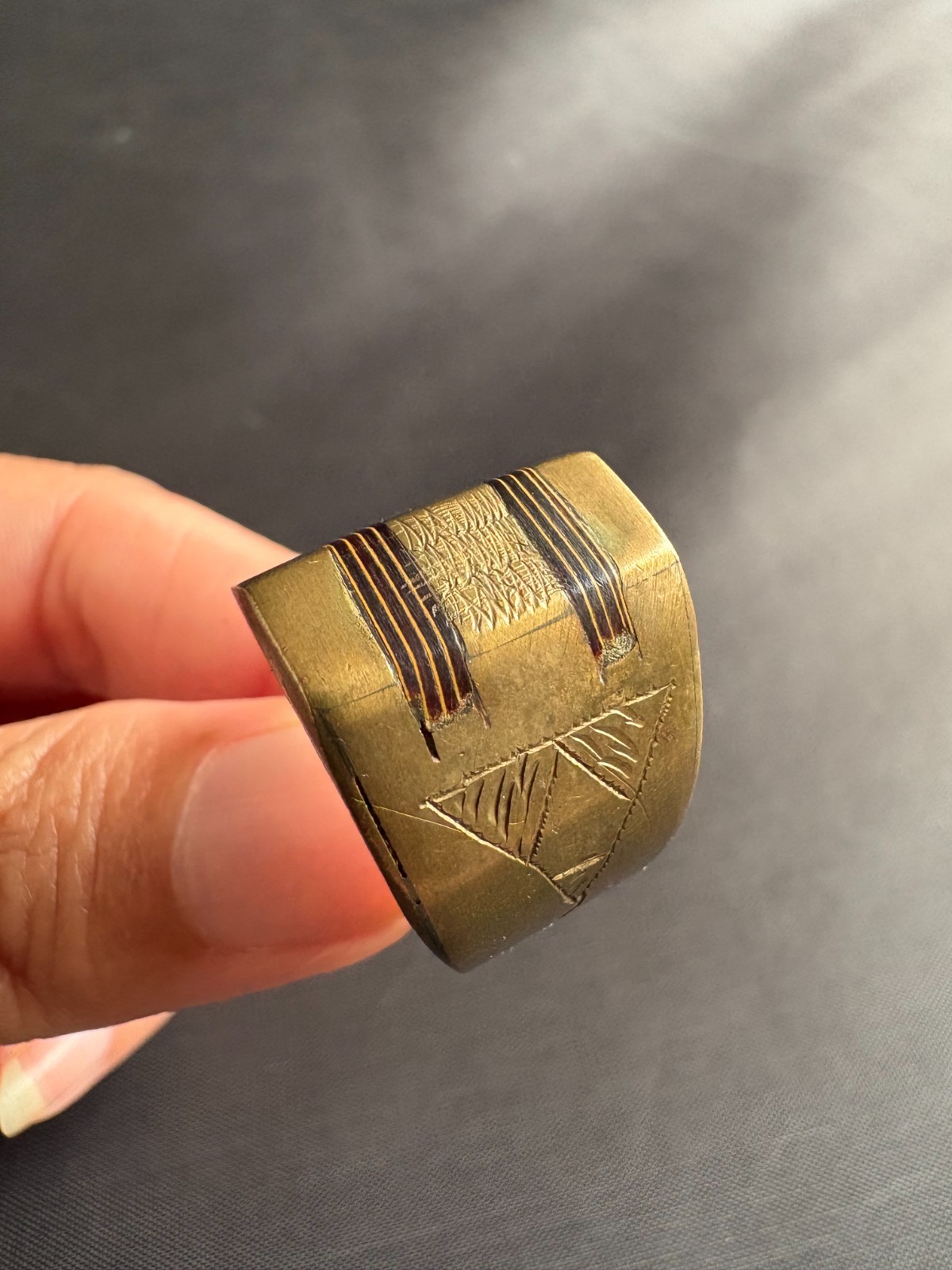 Vintage Moroccan Tuareg Brass Ring Berber Sahara Handmade Ring Size 9.75 US