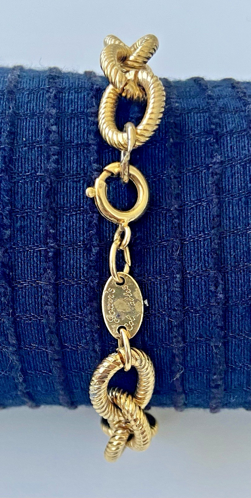 Vintage Joan’s Collectibles Gold Tone Textured Cable Link Bracelet – 8.25″ Long