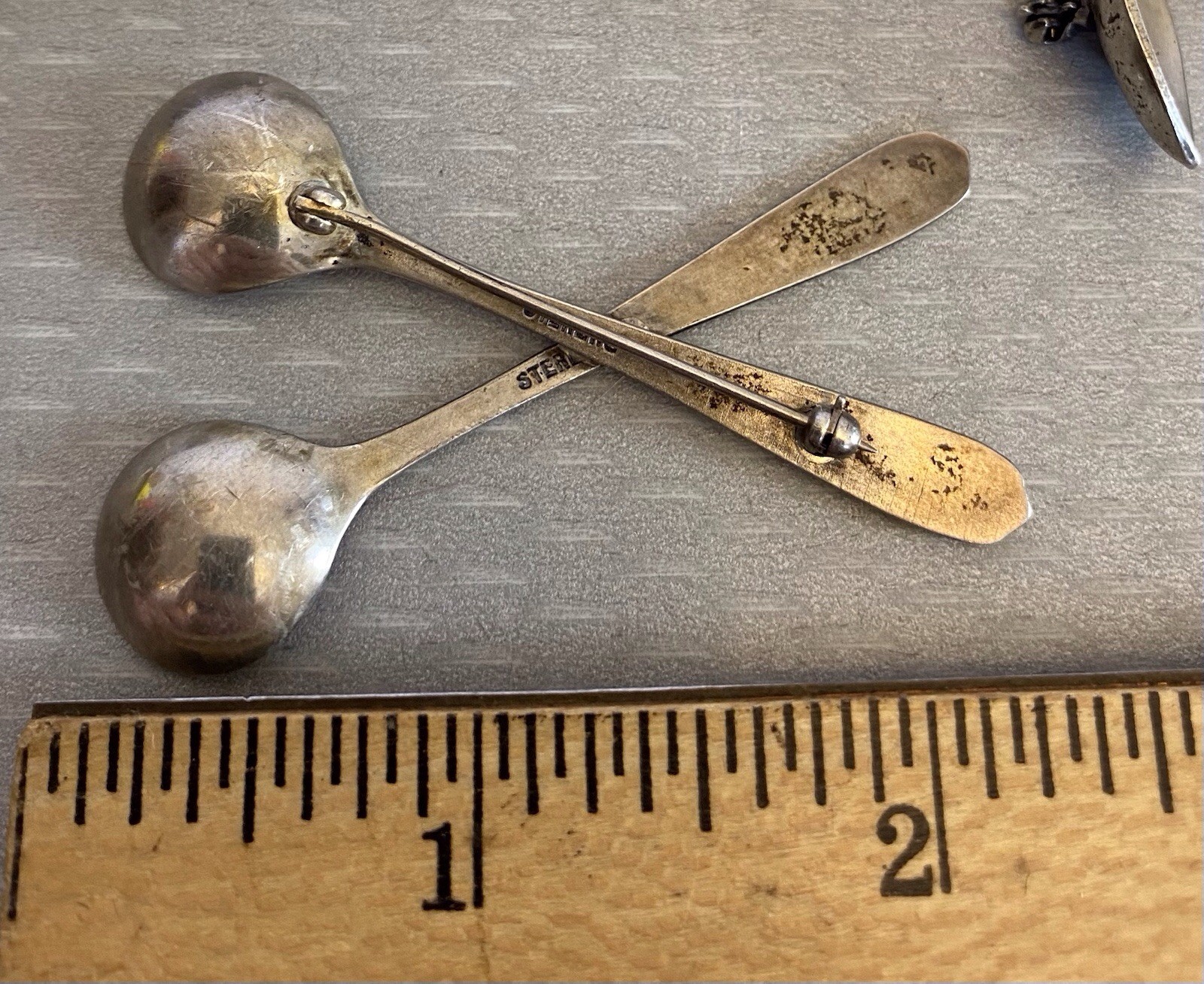Estate Collection Sterling Silver Spoon Brooch Lot 12 Souvenir USN Yellowstone