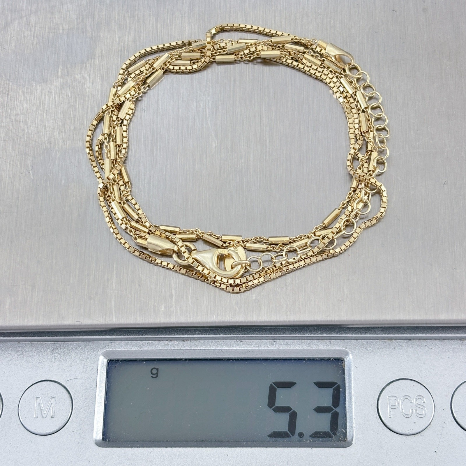 Vintage Gold-Tone Sterling Silver 925 Multi Strand Chain Necklace 15″-17″
