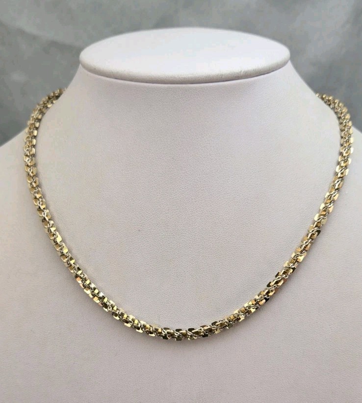 Mix Metal Multi Tone Twist Chain Linked Vintage 16.5 in Choker Necklace