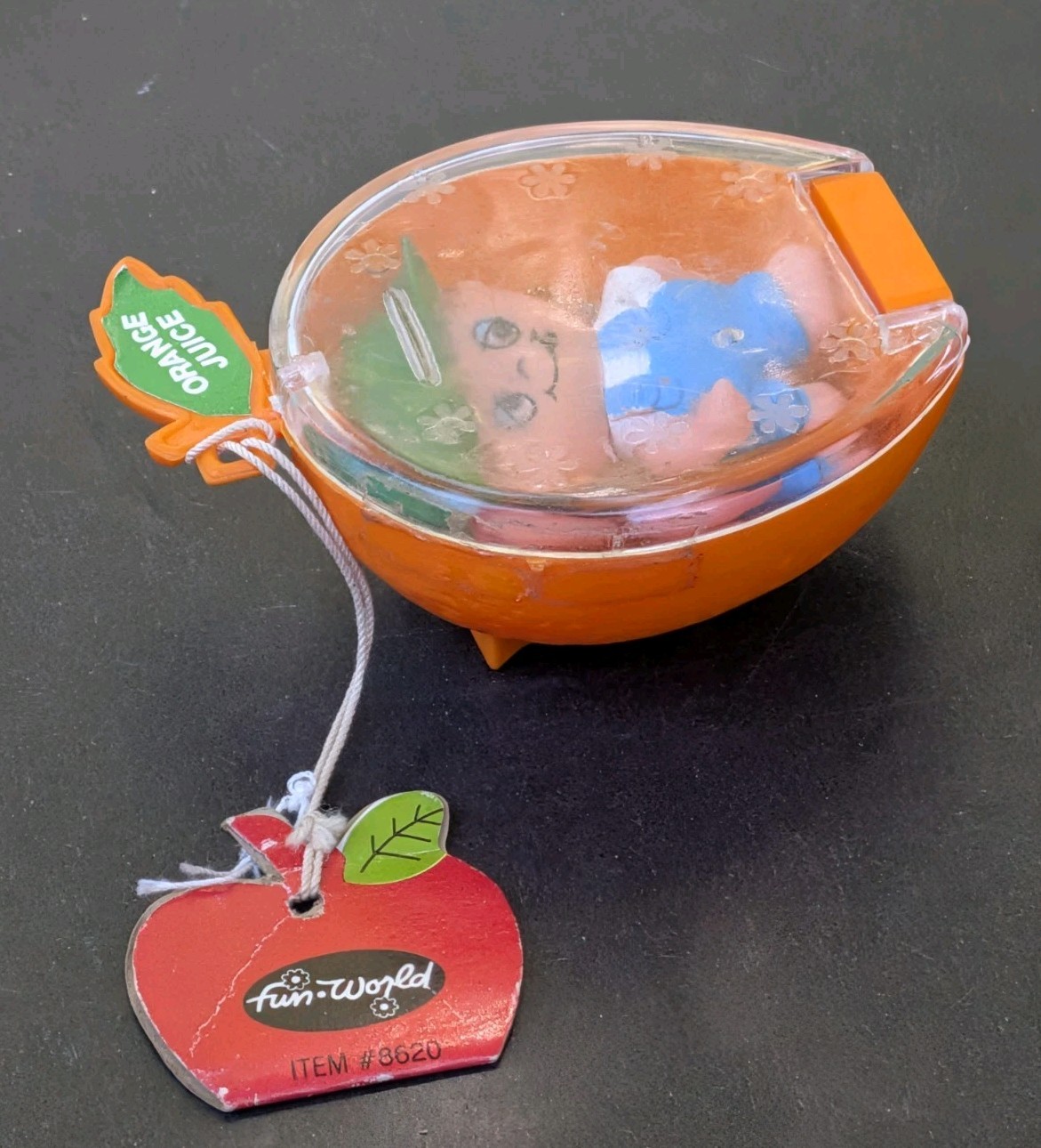 Vintage Fun World Hang Ups ORANGE JUICE Locket Boy Pendant Necklace