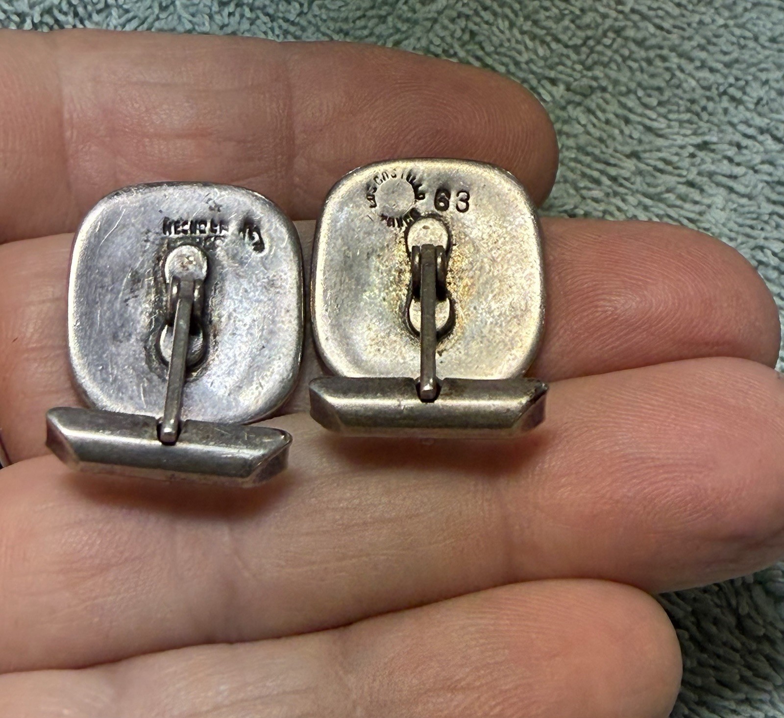 Vintage Mexico Modernist Los Castillo Taxco Mixed Metal Cufflinks