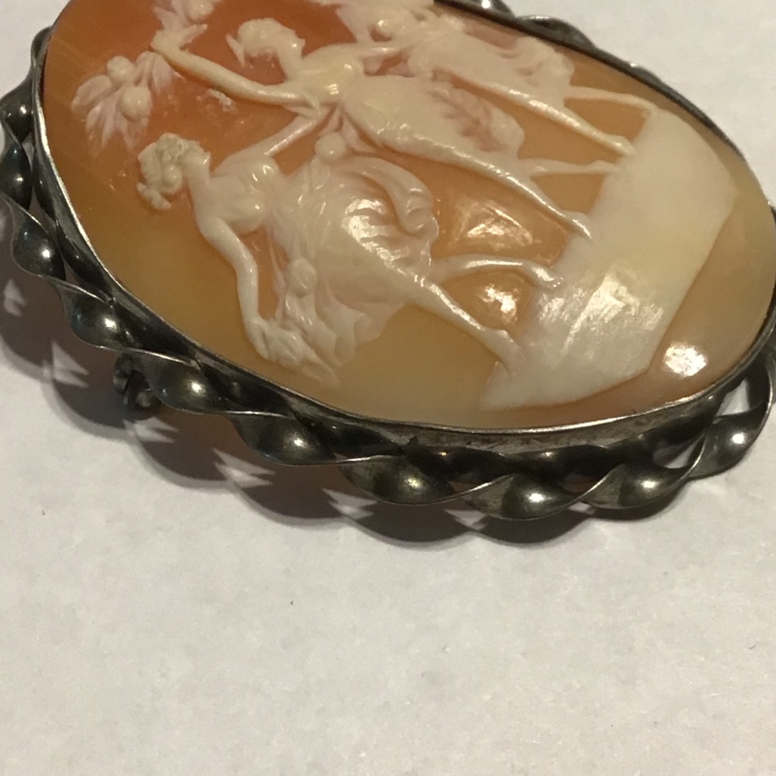 Vtg Cameo Sterling Three Graces Muses Brooch Pin Filigree Rare