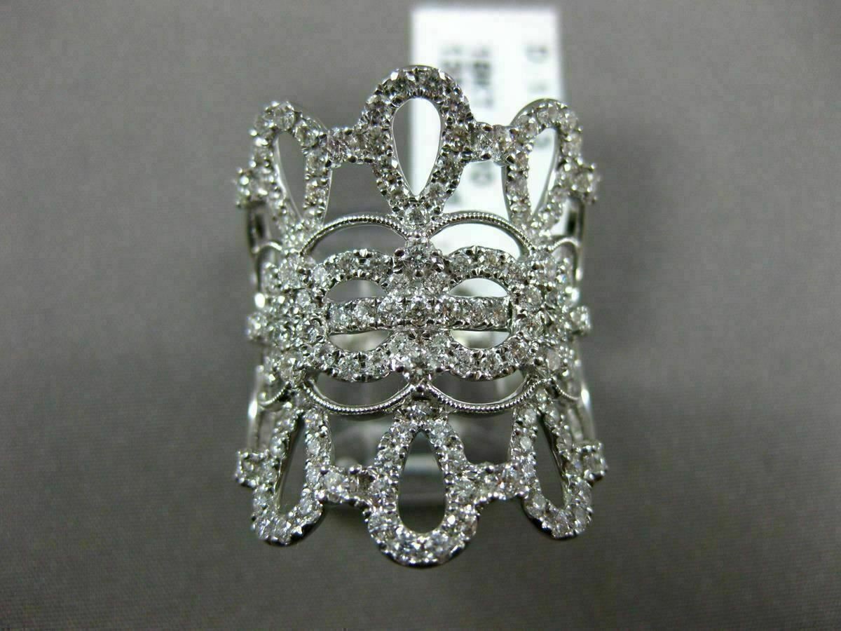 ESTATE EXTRA LARGE 1.53CT DIAMOND 18KT WHITE GOLD 3D OPEN CROWN TEAR DROP RING