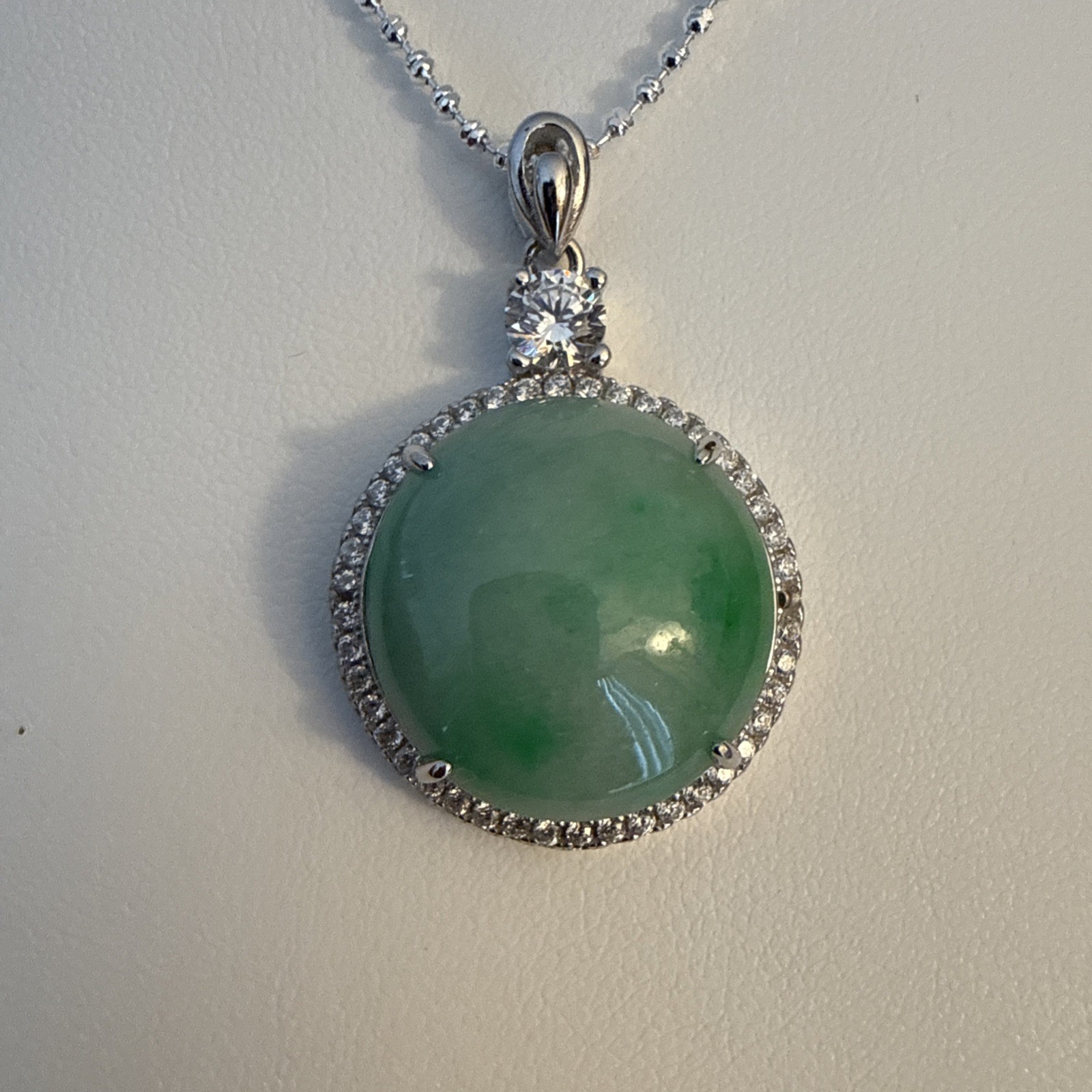 Certified Grade A Natural Jadeite Green Sterling Silver Pendant