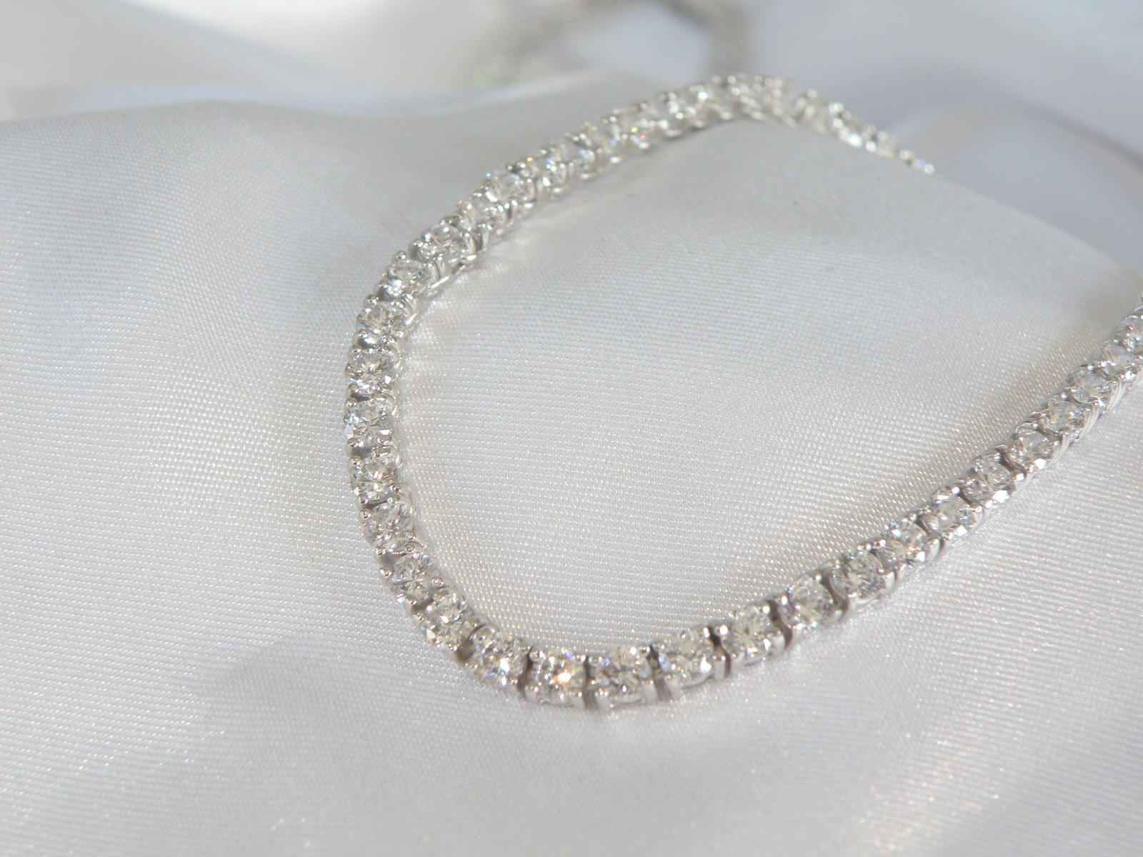 Vintage Sterling Silver 925 Cubic Zirconia Tennis Necklace Fits 18″