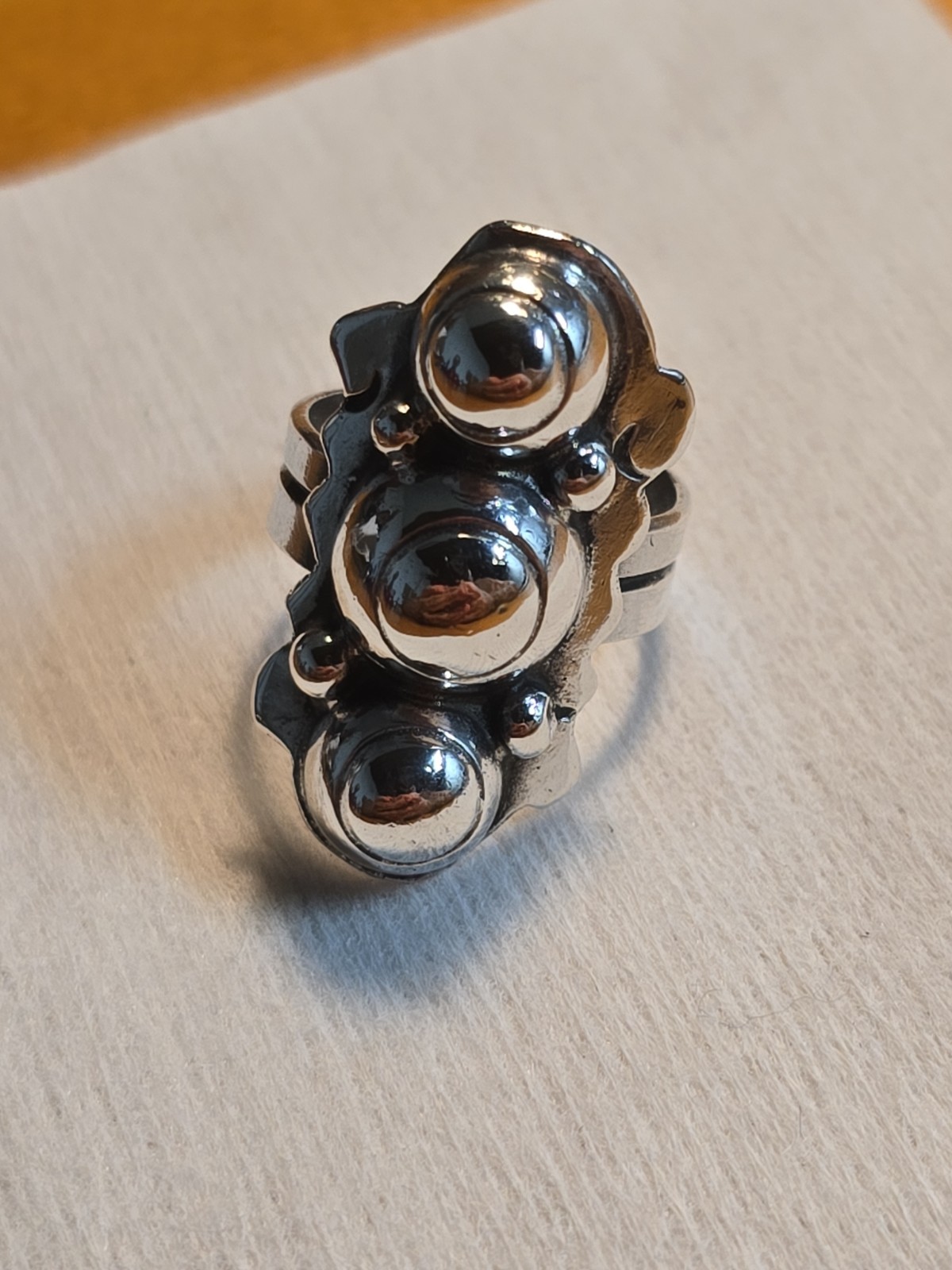 Taxco Mexico .980 Sterling Silver Triple Dome Modernist Ring Sz 5 Ring