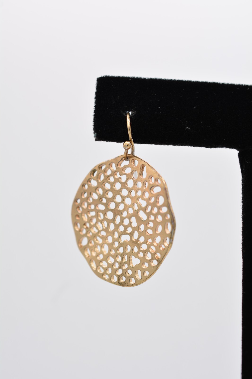 Vintage Dangle Earrings Hook Round Gold Tone Drop Y2K 2000s Bin7
