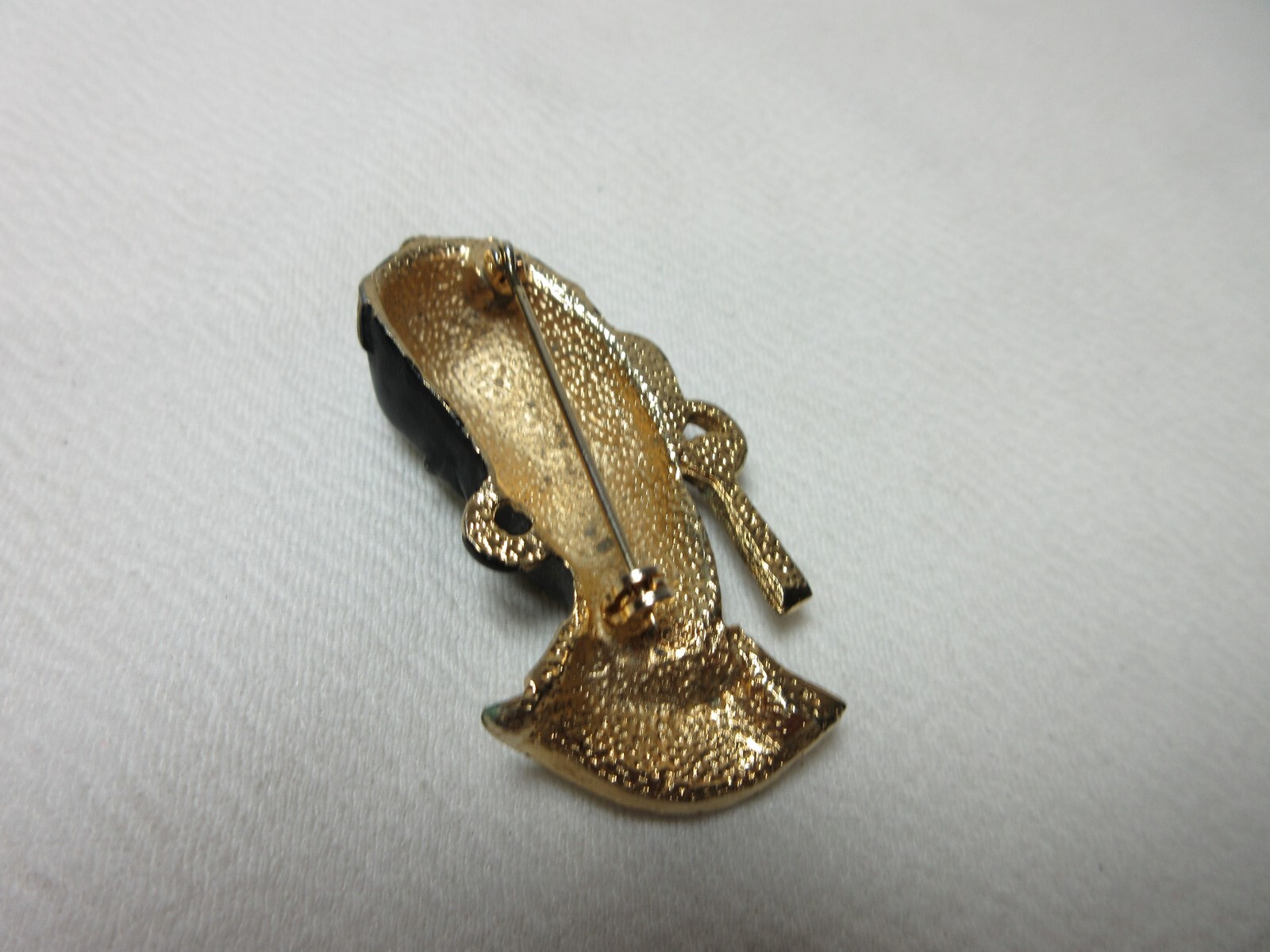 VINTAGE LADY BROOCH PIN GOLD TONE WITH ENAMEL & RHINESTONES RARE #53