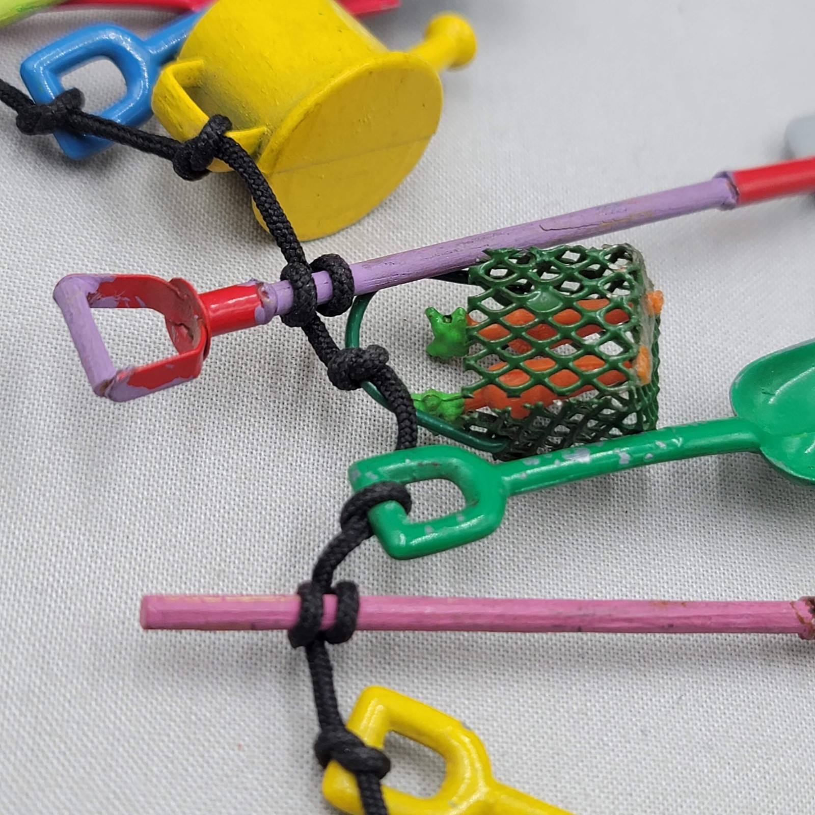Artisan Gardening Necklace Enamel over Metal Multicolor Miniatures So FUN!