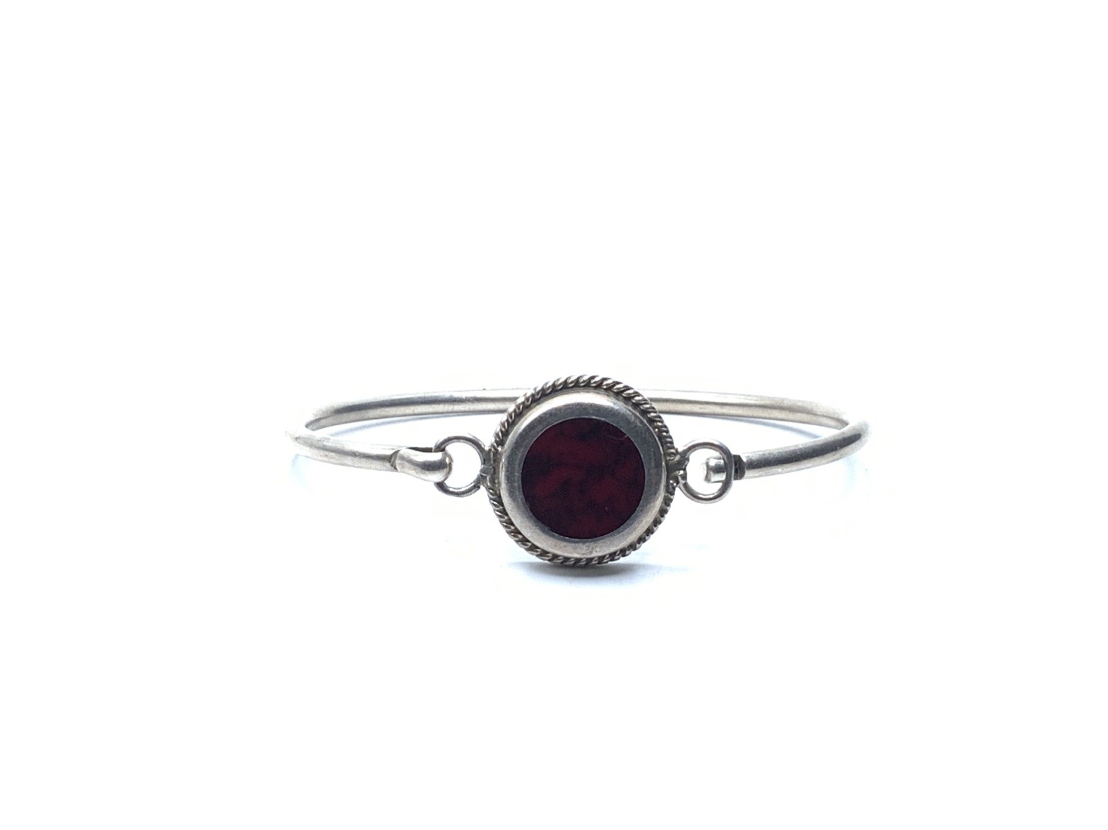 Southwest Mexico 925 Sterling Silver Red Jasper Bangle 7” Bracelet – 21.4g