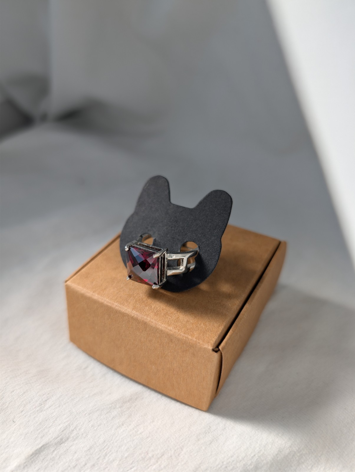 Sterling Silver 7Grams DBJ Dee Berkley Jewelry Garnet Red CZ Square Cut Ring S8