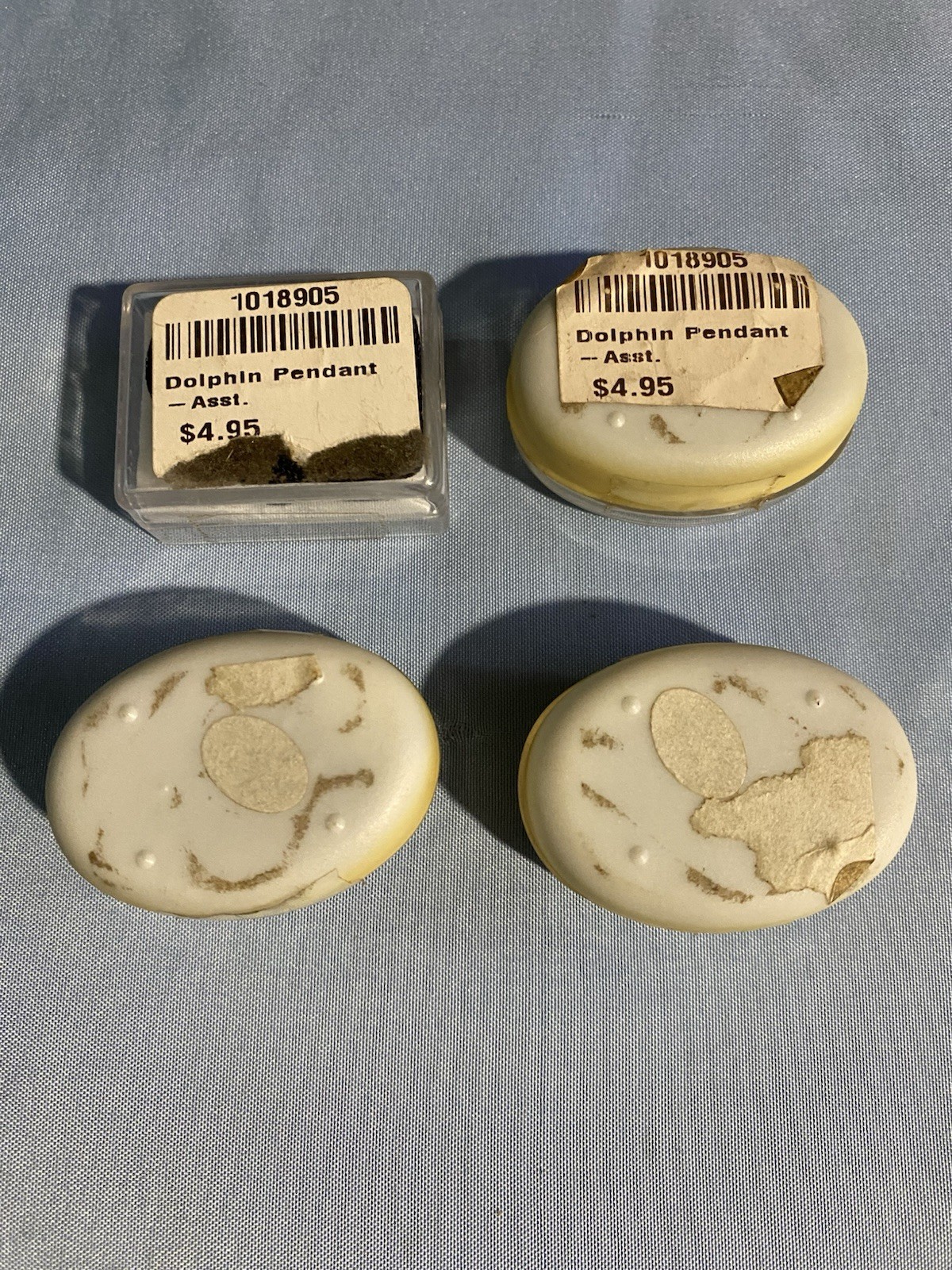 Vintage Lot Of 4 Dolphin Pendants Different Colors Metal NEW