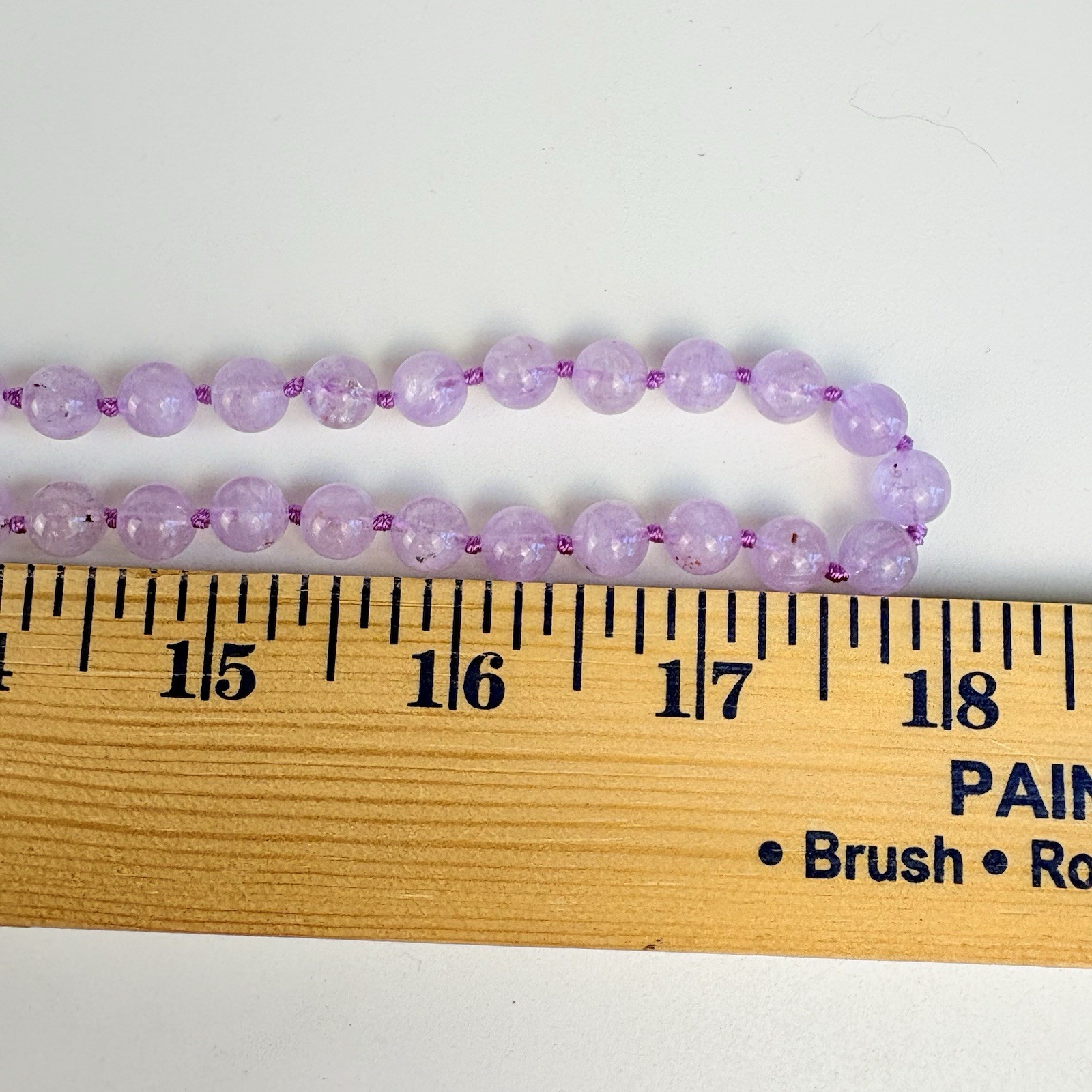 Vintage Pale Lavender Amethyst Bead Individually Knotted Strand 36” Necklace 75g