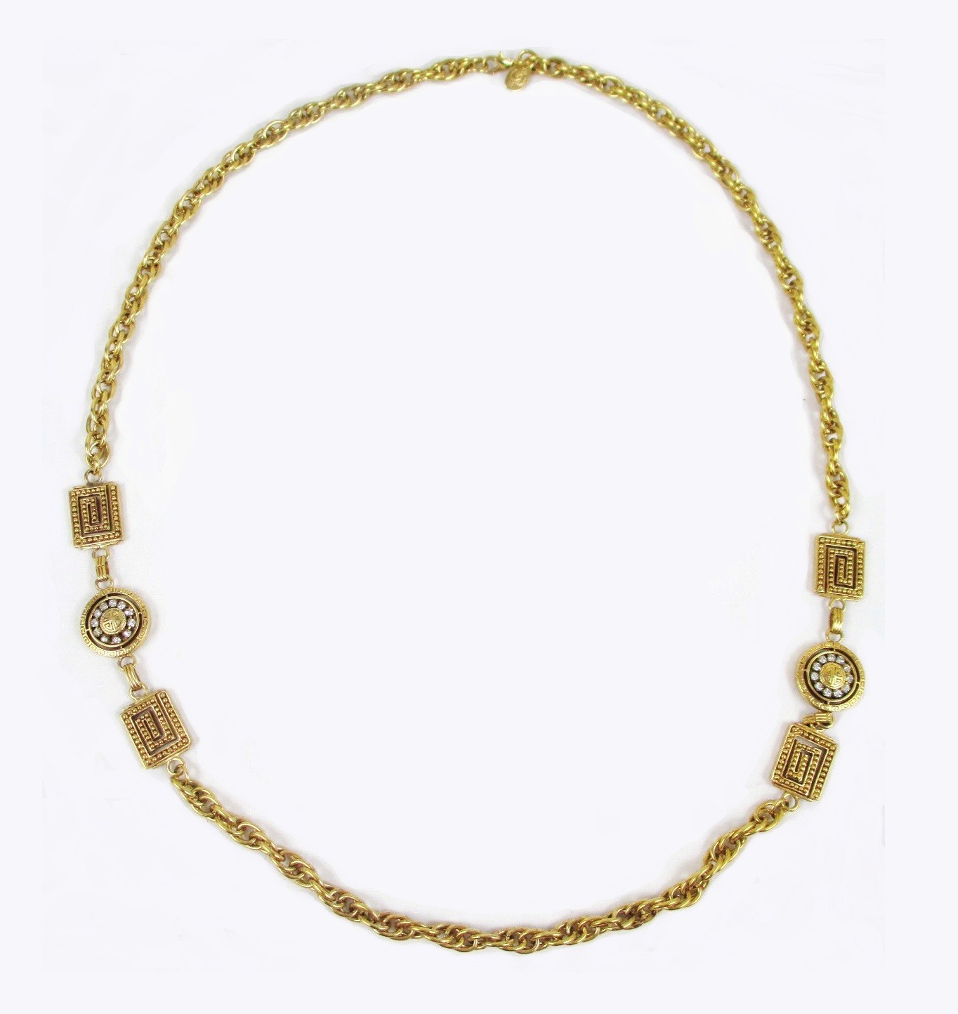 Vintage Premier Designs Gold Wheat Chain Rhinestone Necklace 35″ long