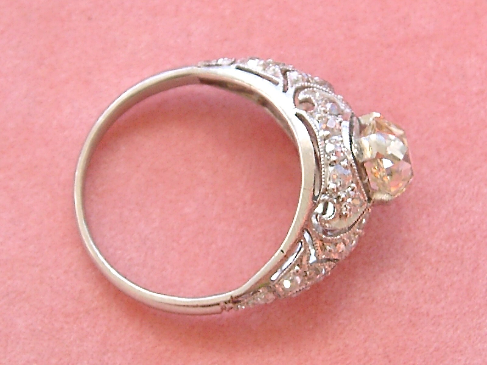 ANTIQUE ART DECO 1.52ct YELLOW EURO DIAMOND PLATINUM ENGAGEMENT RING 1930 sz 6.5