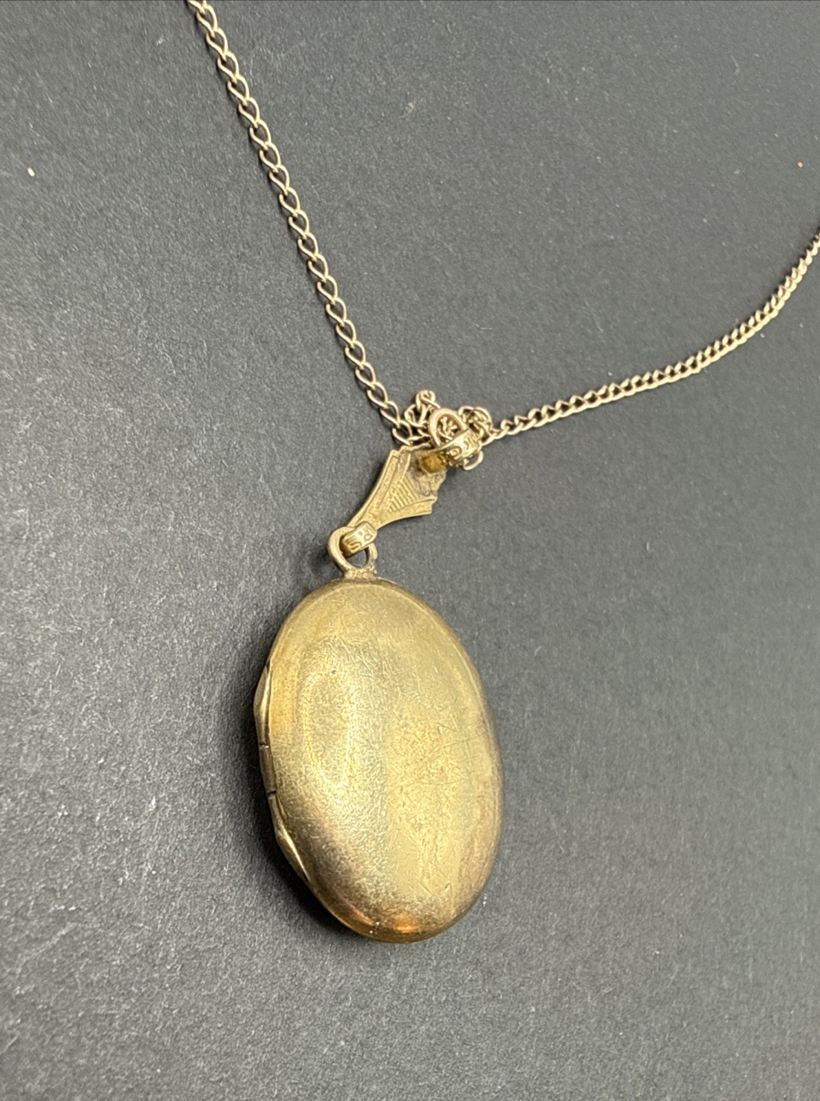 Victorian 10k Gold Filled Locket Necklace Etched Oval 16” B44