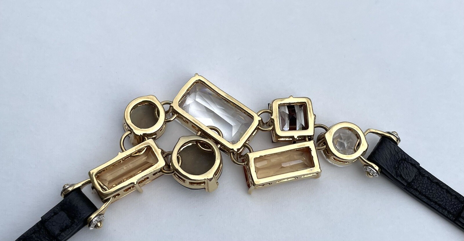 Vintage Bracelet Henri Bendel Gorgeous Stones w Leather Strap
