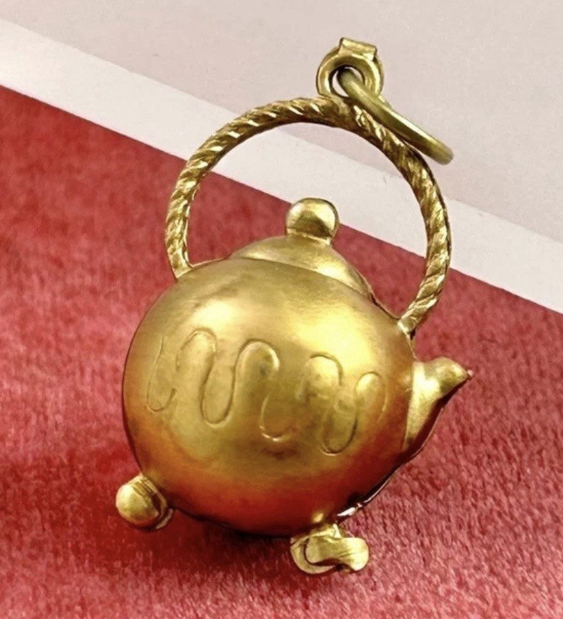 Vintage Charm Pendant Teapot Brass Metal Vintage Jewelry Tea Lover Gift For Her
