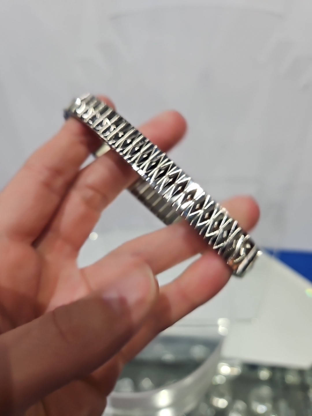 Bracelet Expendable stretch Band Silver tone Metal Edforce China Stainless Steel