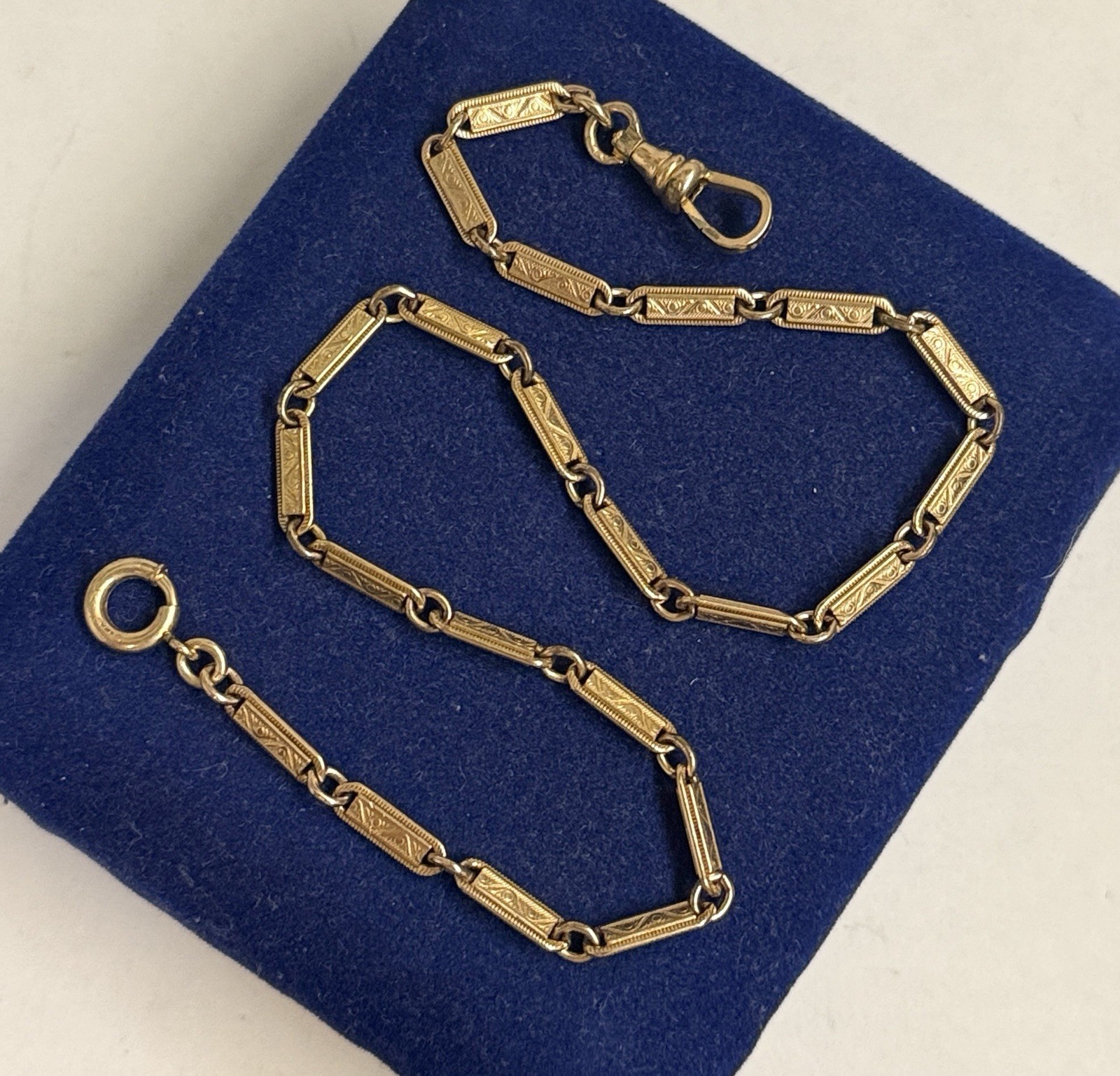 LOOK! 10.6g Filigree Gold Filled Watch Chain Detail Bar link 13” victorian 3.6mm