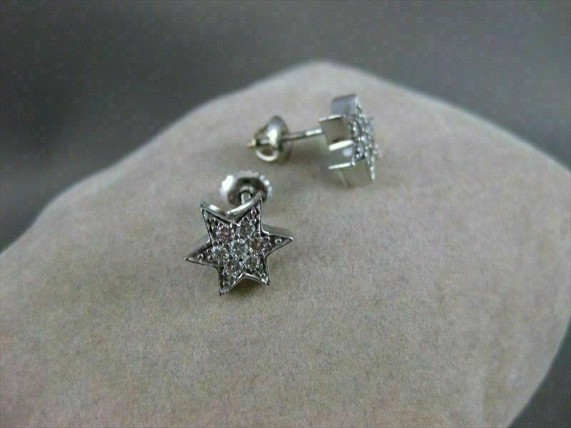 ANTIQUE .50CTW DIAMOND STAR CLUSTER 14K WHITE GOLD POST EARRINGS FG VVS/VS #5272