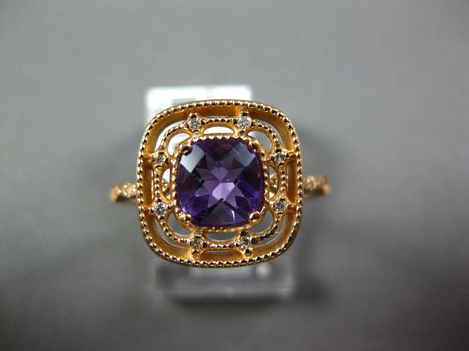 ESTATE .83CT DIAMOND & AAA AMETHYST 18K ROSE GOLD SQUARE CUSHION ETOILE FUN RING