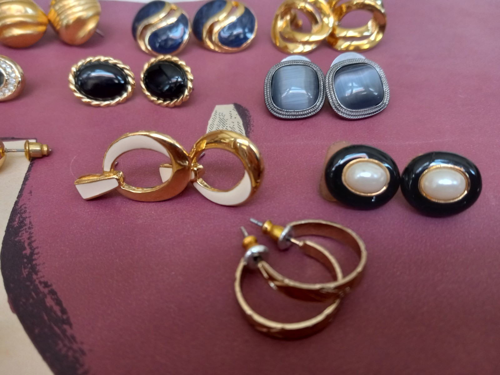 15 Pair of Vintage Pierced Earrings Monet , Trifari , Revere Gold Tone Fashion
