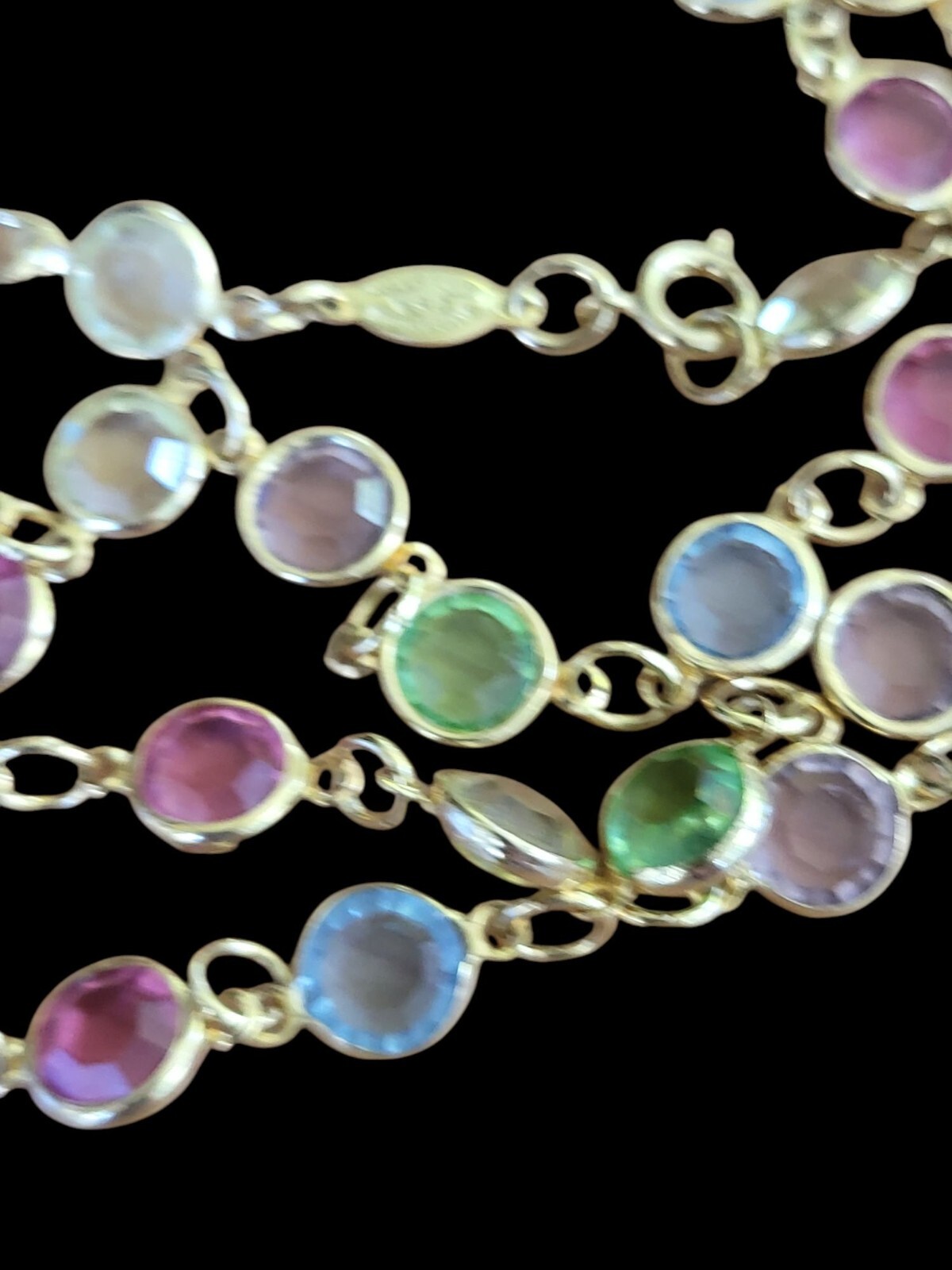 Vintage Pastel AUSTRIAN Crystal USA Bezel Set Crystals Necklace