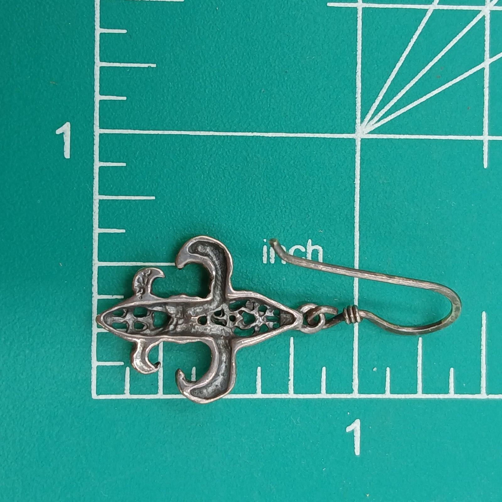 VTG 925 Fleur De Lis Dangle Earrings 1.5in Drop Sterling Silver 2g Estate