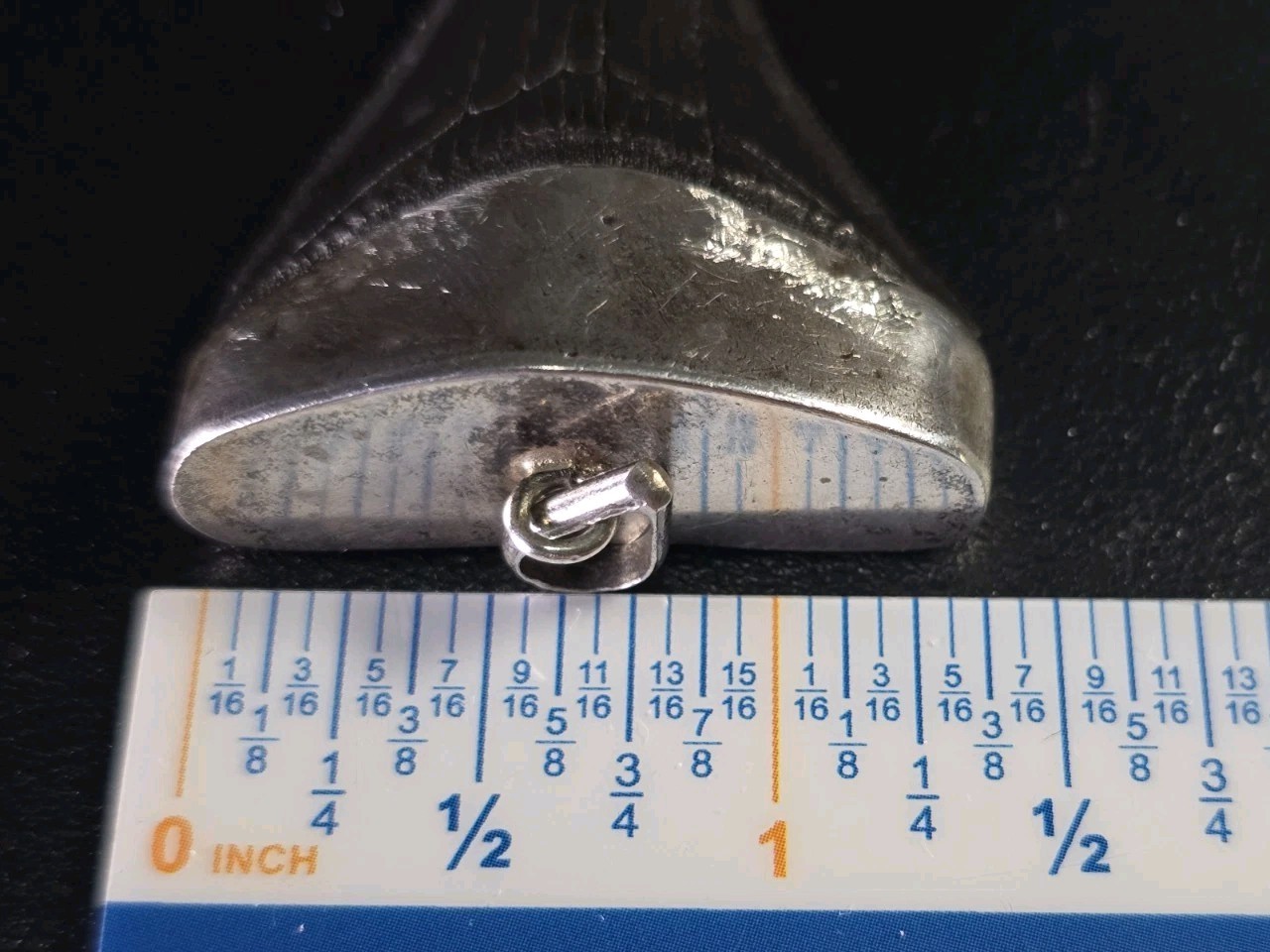 Vintage Mid-Century Brutalist Sterling Silver Fossil Shark Tooth Pendant