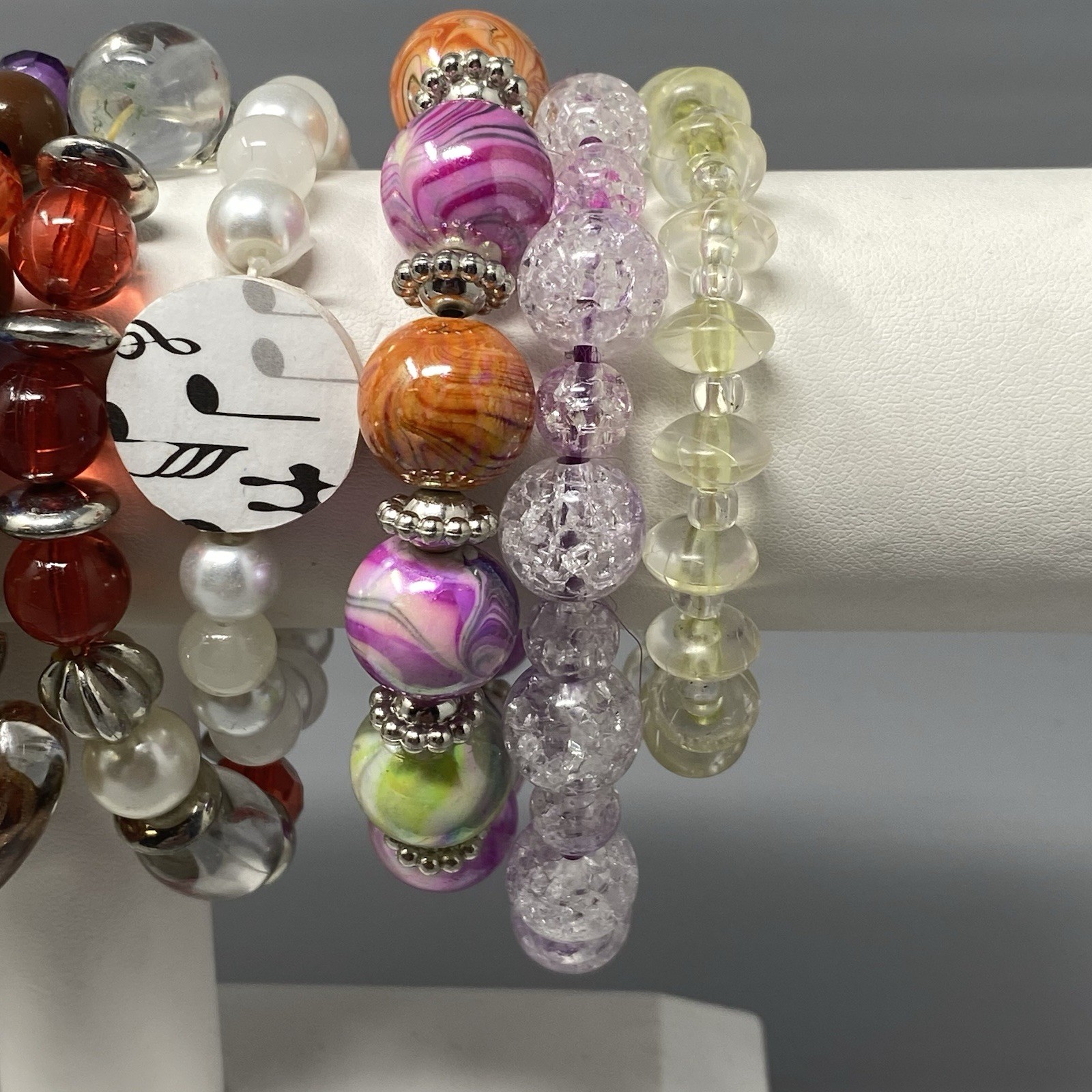 Acrylic Beaded Bracelet Lot Stretch Craft Multicolor Chunky Lot of 10