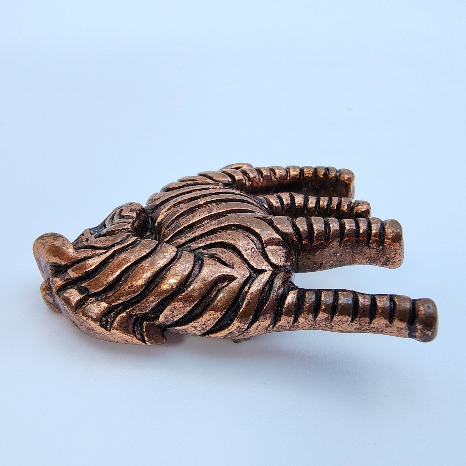 Vintage Zebra Brooch Copper Tone Textured Animal Figural Retro Safari Chic