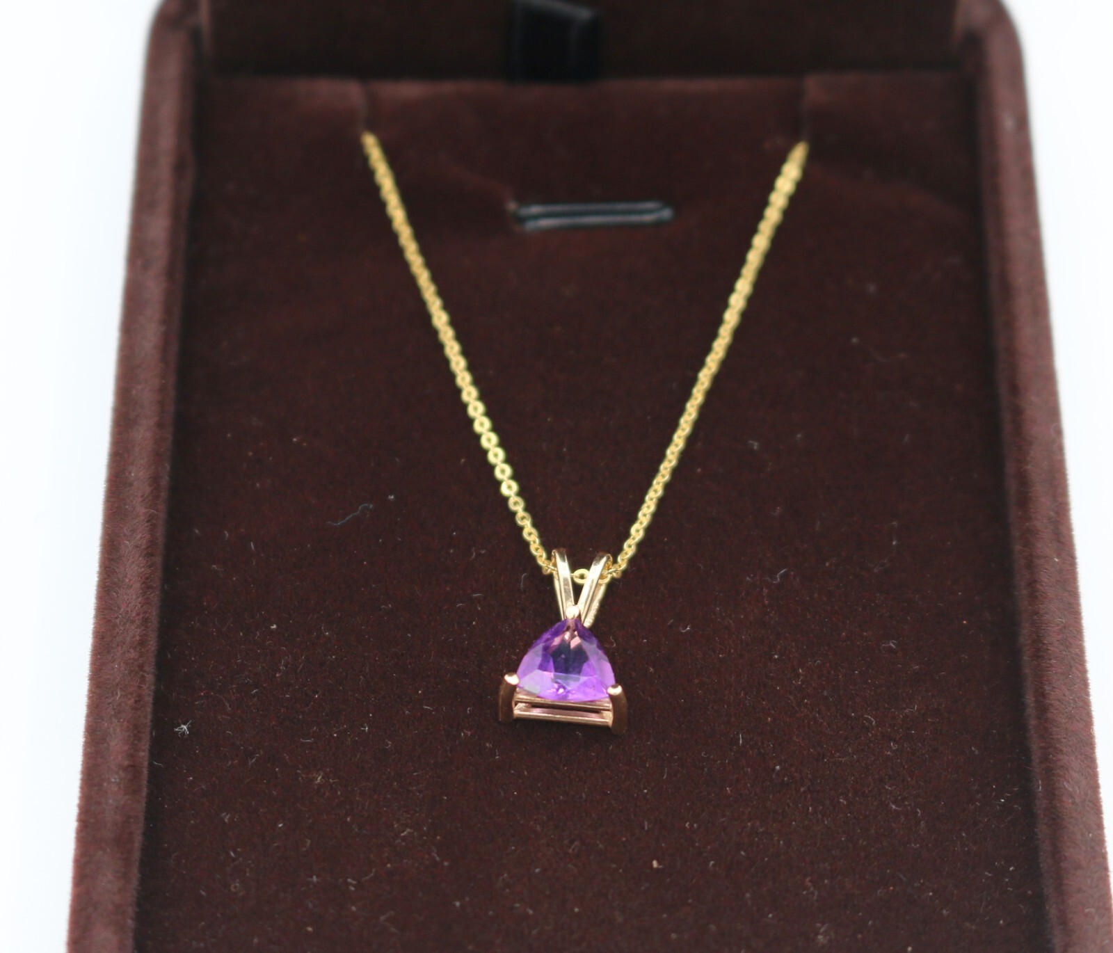 Clyde Duneier CID 14k Yellow Gold Trillion Cut Purple Amethyst Pendant Necklace