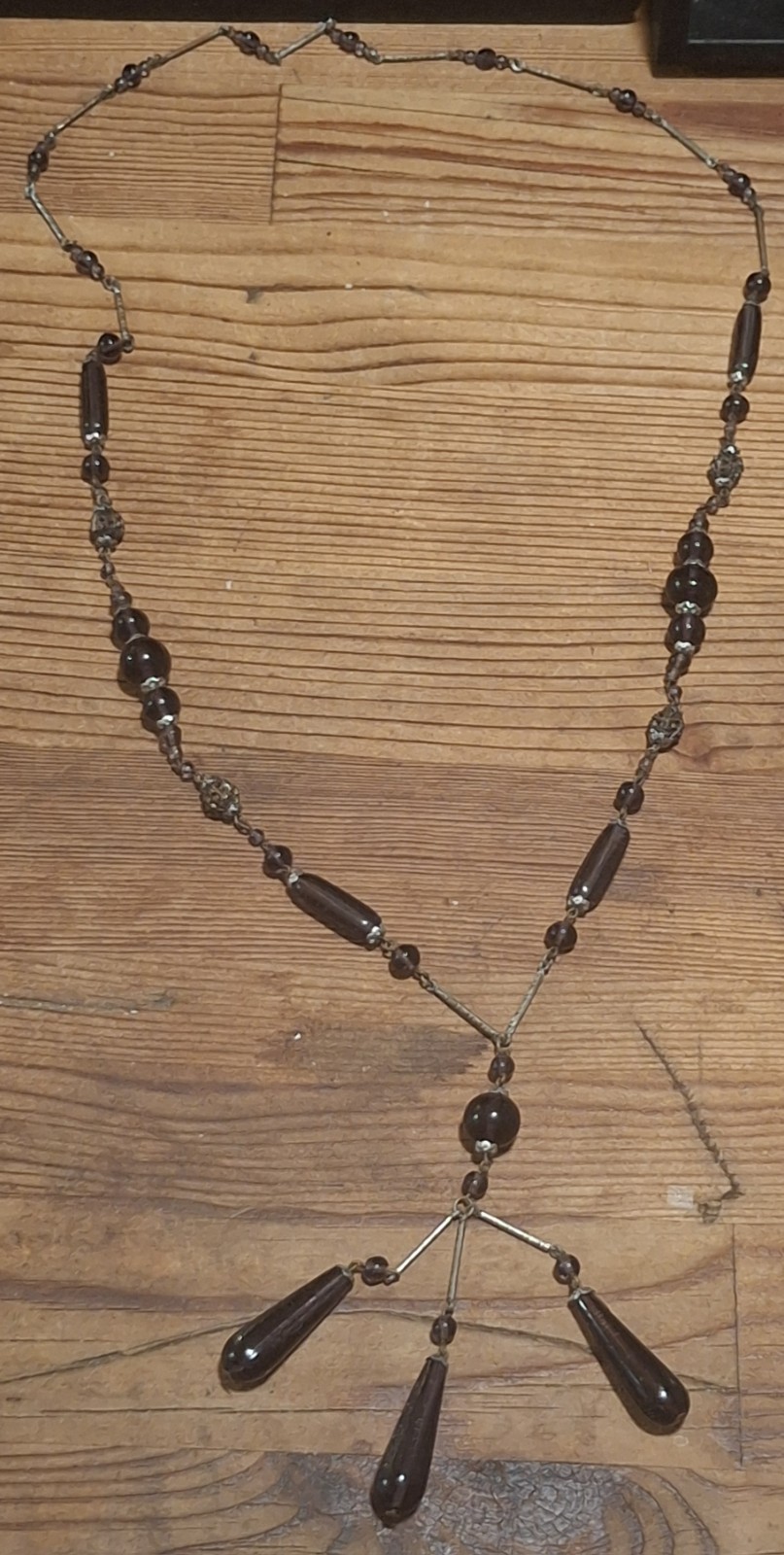 Vintage Amethyst Purple Glass Festoon Necklace Art Deco Czech Style