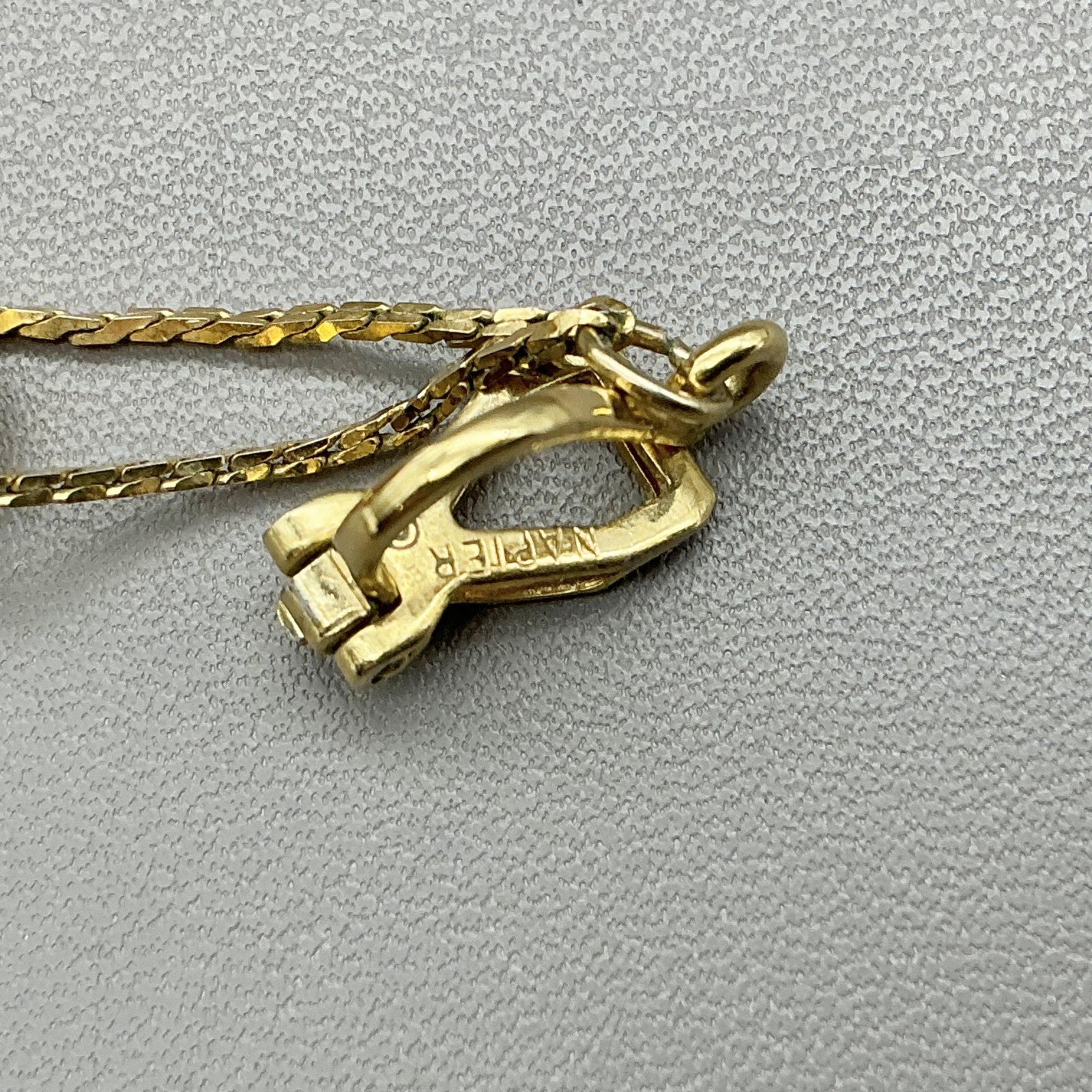 Vintage Napier Earrings Gold Tone Chain Dangle Clip On Round Ball Drop Jewelry