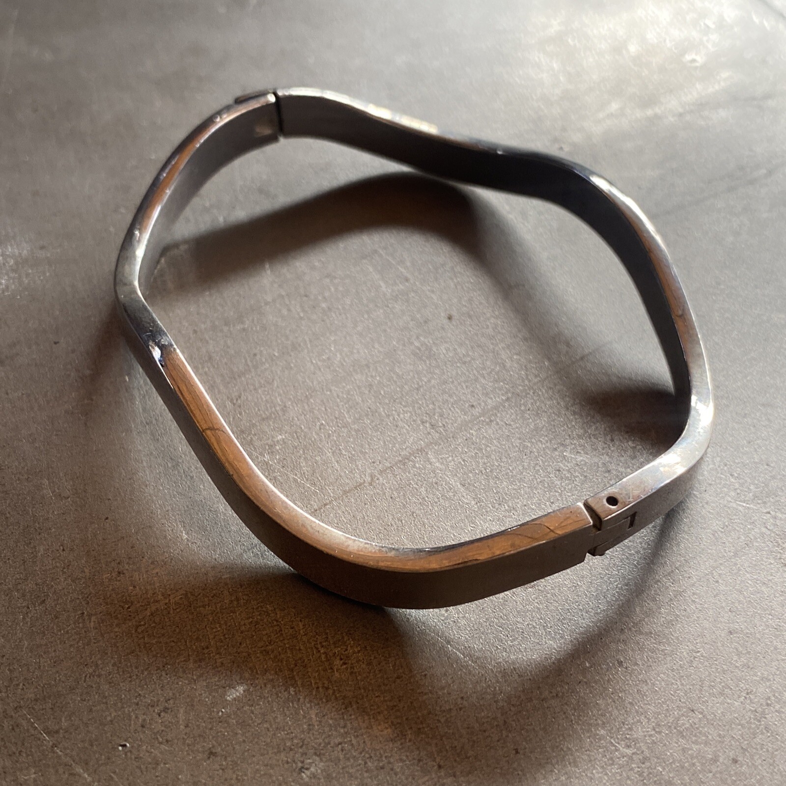 Vintage Mexico Wave Bangle Bracelet 925 Sterling Silver