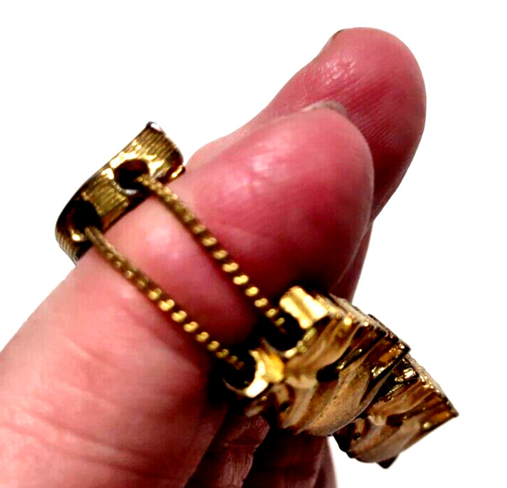 Charm Slide Bracelet Gold Tone Metal VTG Elephant Mom & Baby Double Chain