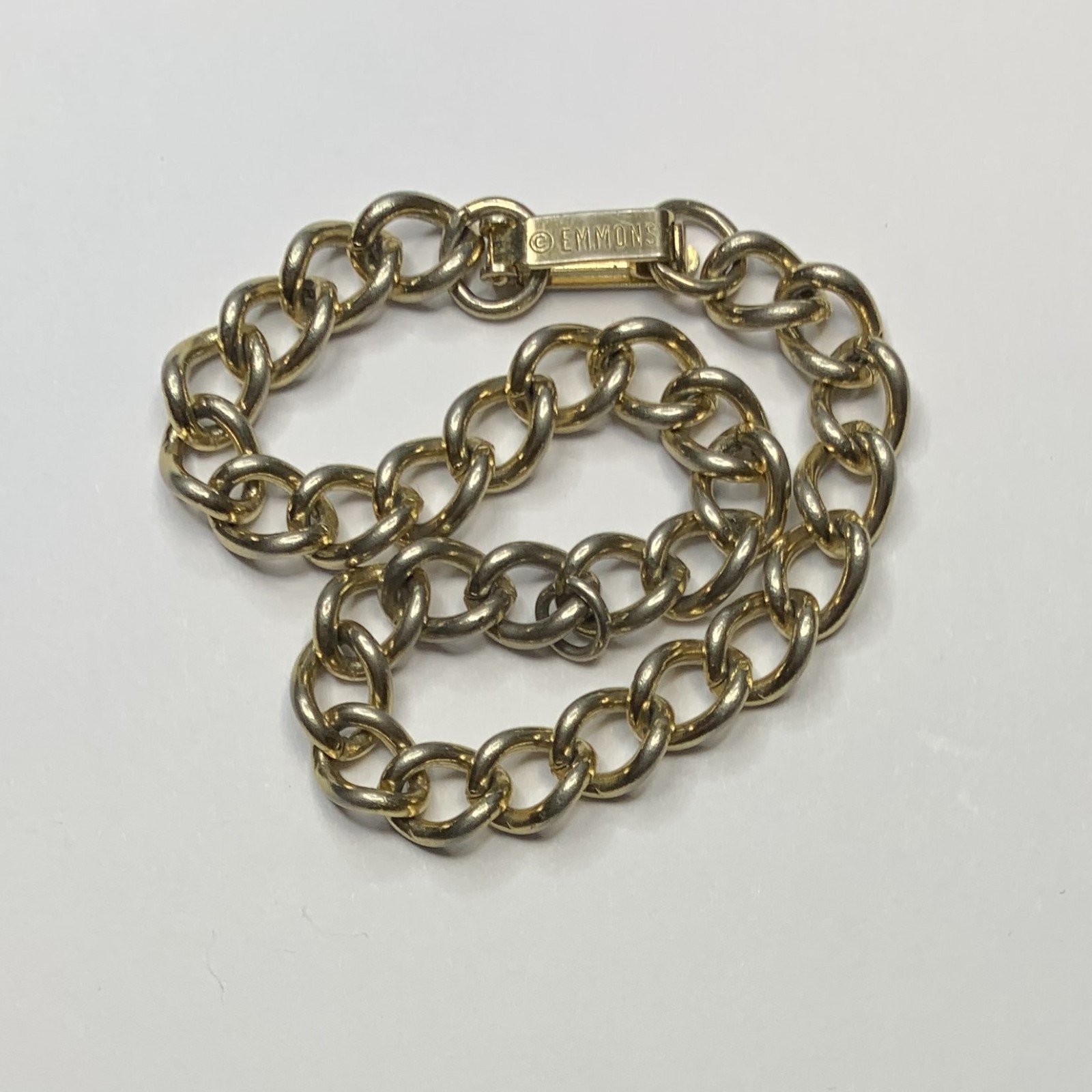 Vintage Gold Tone Emmons Curb Link Starter Charm Bracelet 7.25″
