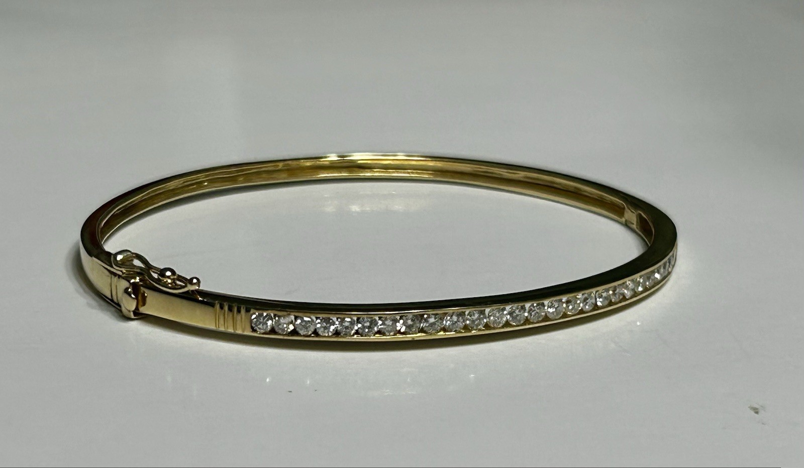 18K Yellow Gold Diamond Bangle Bracelet – 0.80 TCW – Secure Double Clasp