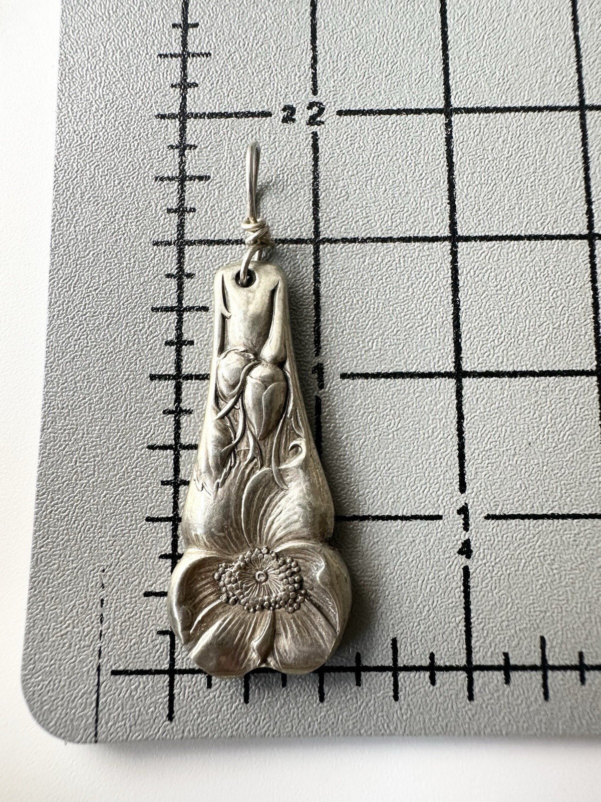 Vintage Silverplate Flatware Floral Flower Pendant